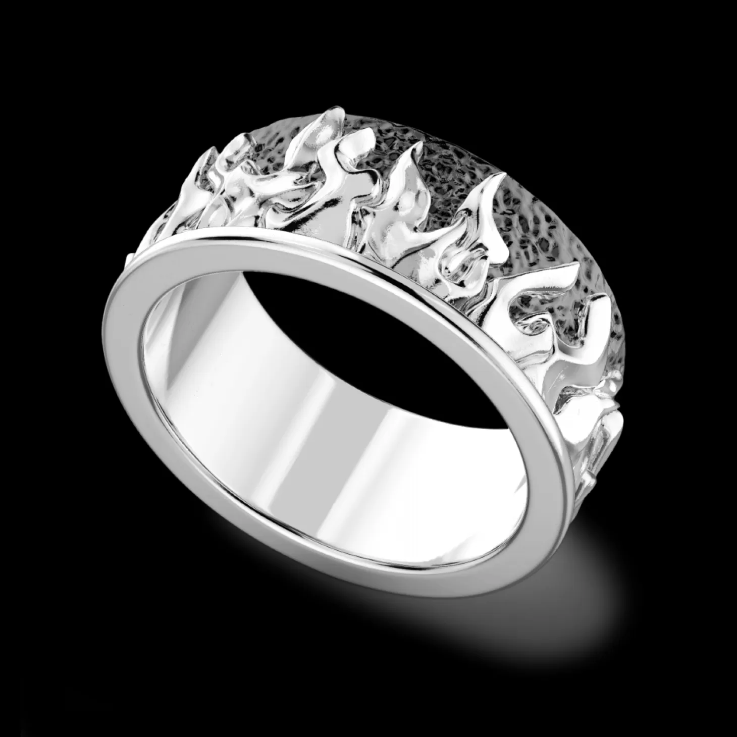 Zancan Gioielli Anello A Fascia Zancan In Argento Con Fiamme.> Anelli