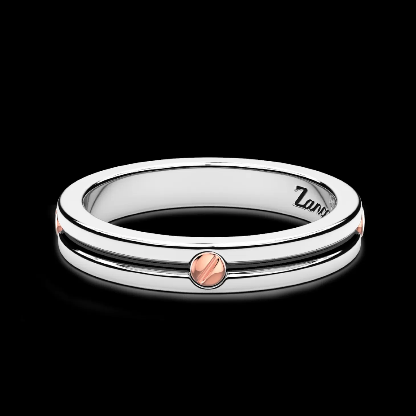 Zancan Gioielli Anello A Fede Zancan In Argento Con Vite In Oro Rosa.> Anelli
