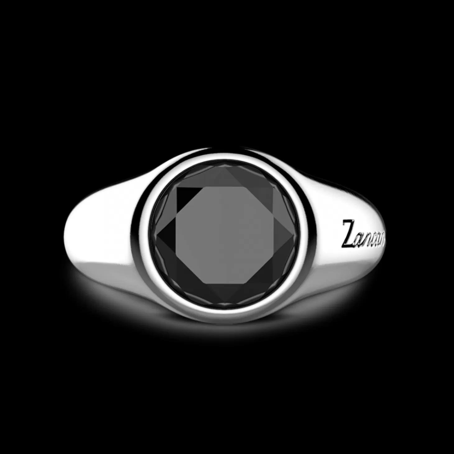 Zancan Gioielli Anello Chavlier Zancan In Argento Rotondo Con Pietra Onice.> Anelli
