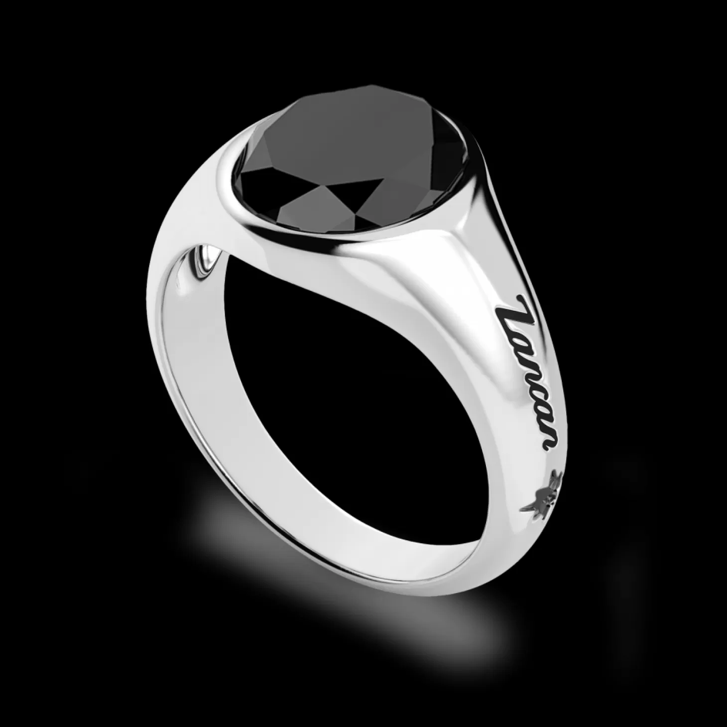 Zancan Gioielli Anello Chavlier Zancan In Argento Rotondo Con Pietra Onice.> Anelli
