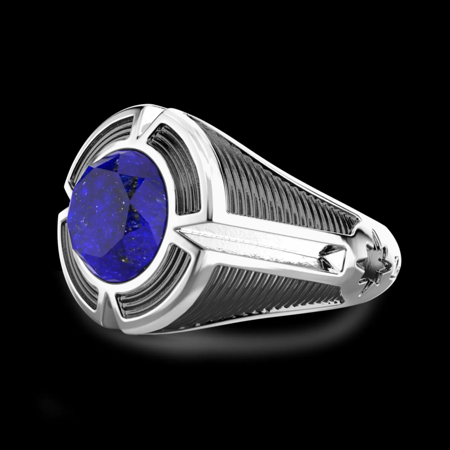 Zancan Gioielli Anello Chevalier Zancan In Argento Con Pietra Lapis Centrale.> Anelli