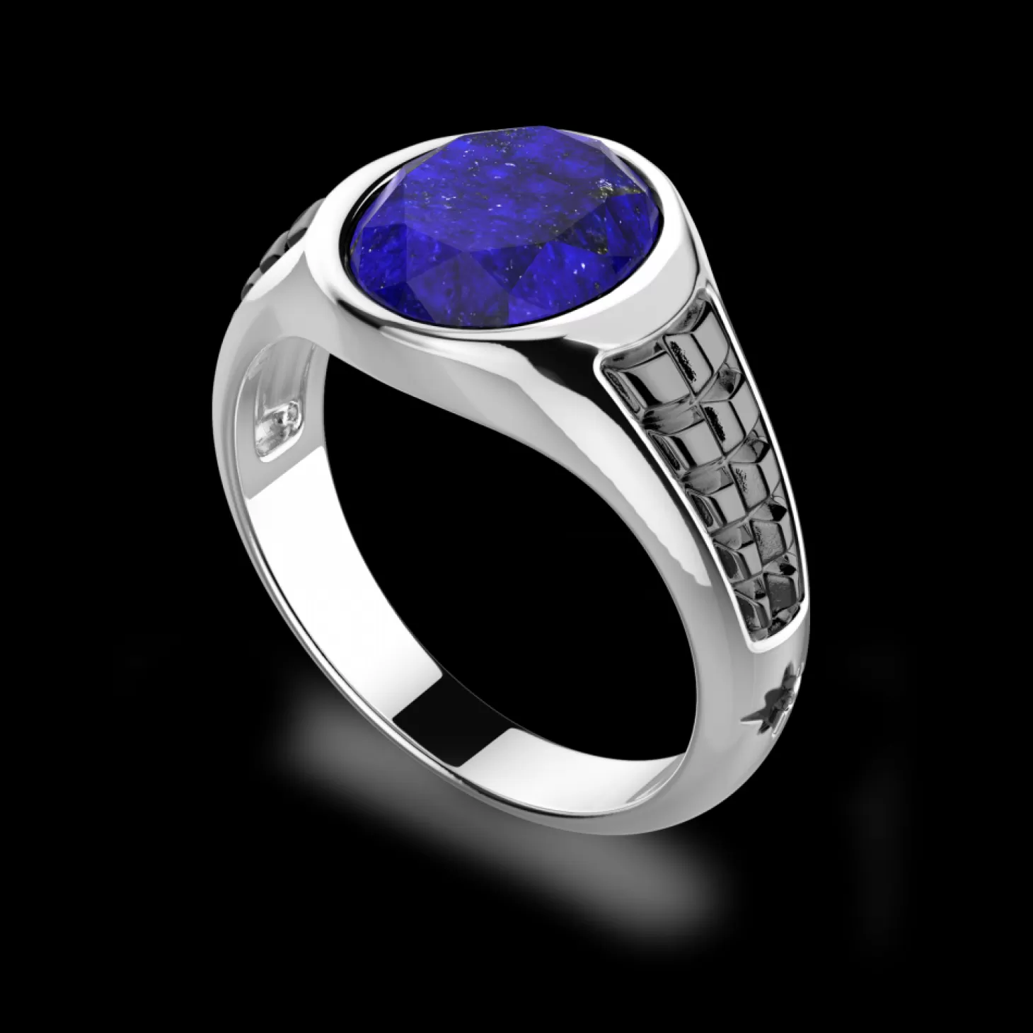 Zancan Gioielli Anello Chevalier Zancan In Argento Con Pietra Lapis Ovale.> Anelli