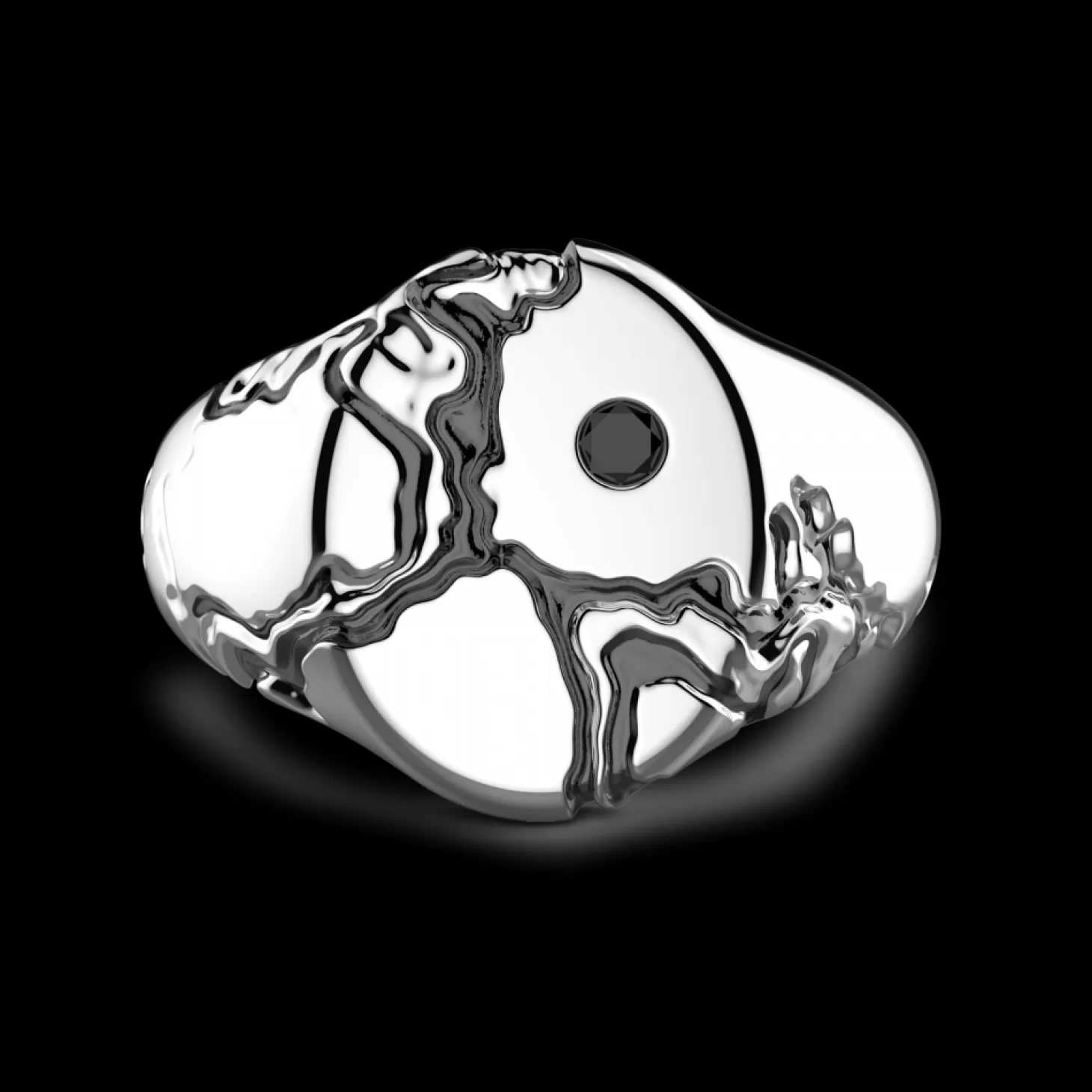 Zancan Gioielli Anello Chevalier Zancan In Argento Con Pietra Nera.> Anelli