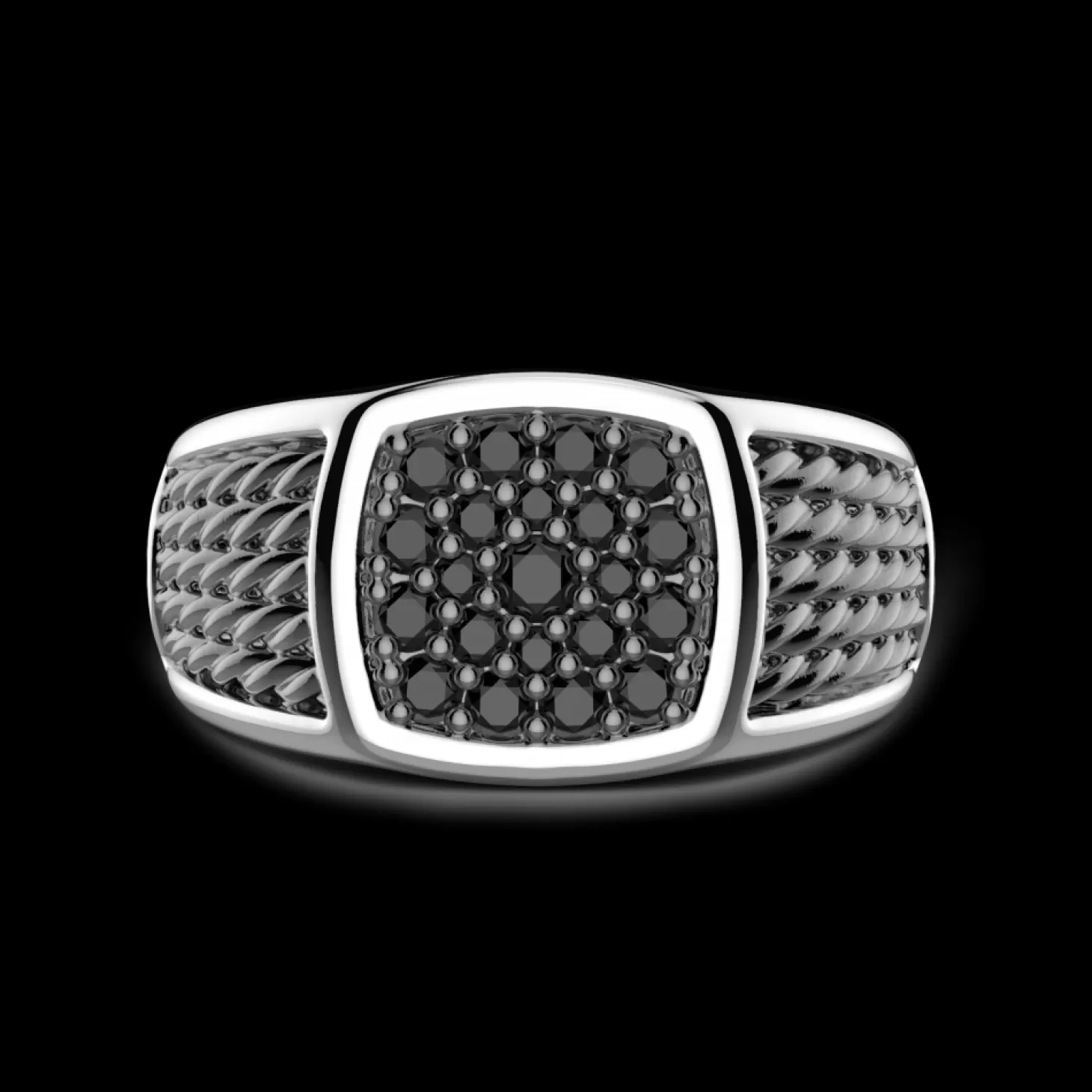 Zancan Gioielli Anello Chevalier Zancan In Argento Con Pietre Nere.> Anelli