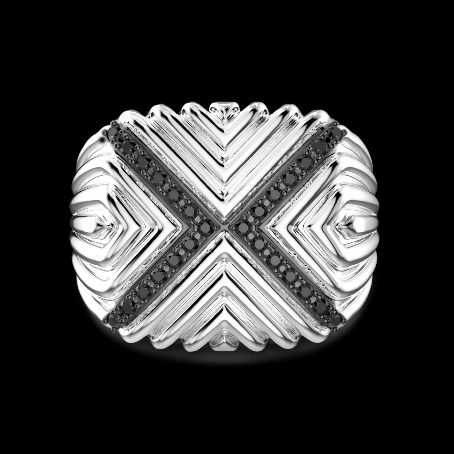 Zancan Gioielli Anello Chevalier Zancan In Argento Con Pietre Nere.> Anelli