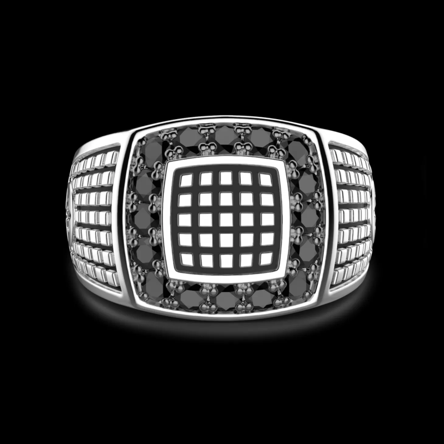 Zancan Gioielli Anello Chevalier Zancan In Argento Con Pietre Nere.> Anelli