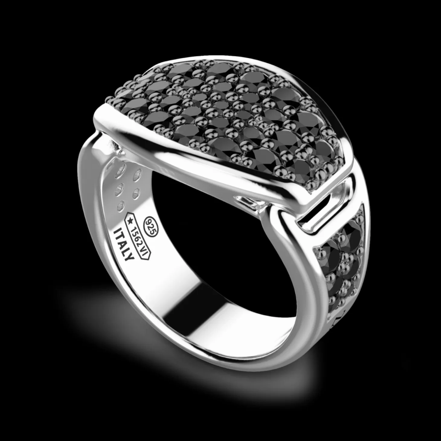 Zancan Gioielli Anello Chevalier Zancan In Argento Con Pietre Nere.> Anelli