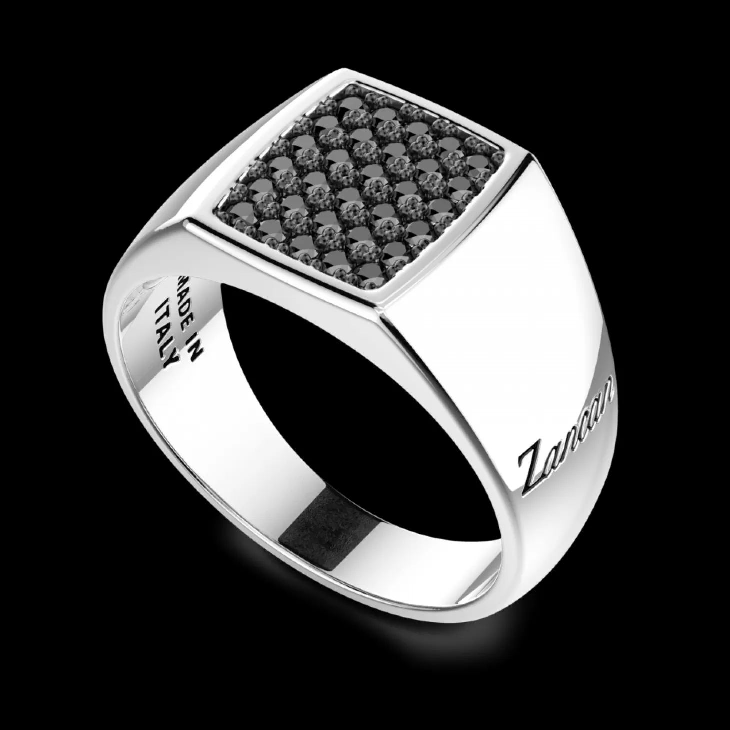 Zancan Gioielli Anello Chevalier Zancan In Argento Con Pietre Nere.> Anelli