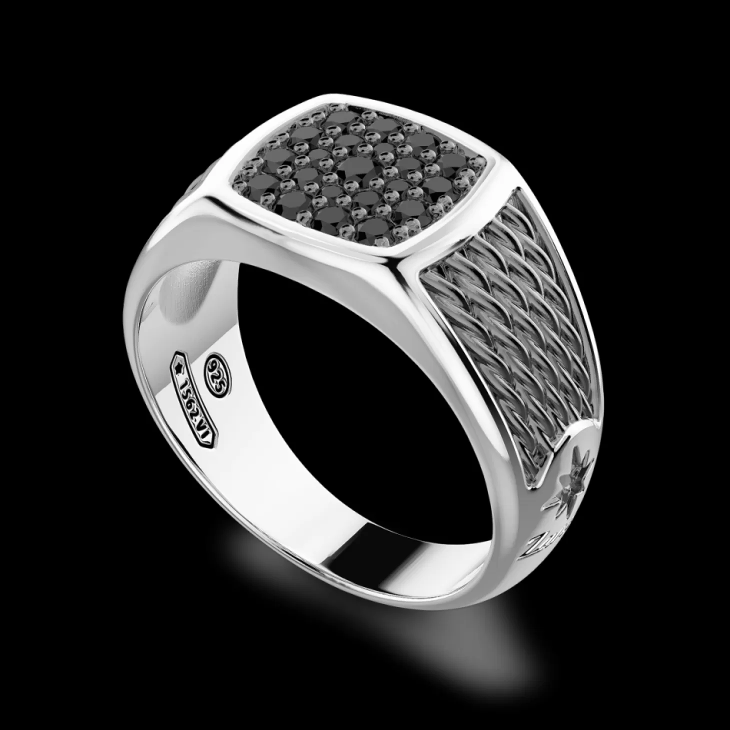 Zancan Gioielli Anello Chevalier Zancan In Argento Con Pietre Nere.> Anelli