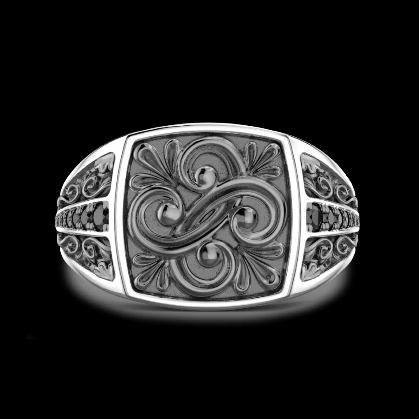 Zancan Gioielli Anello Chevalier Zancan In Argento E Pietre Nere.> Anelli