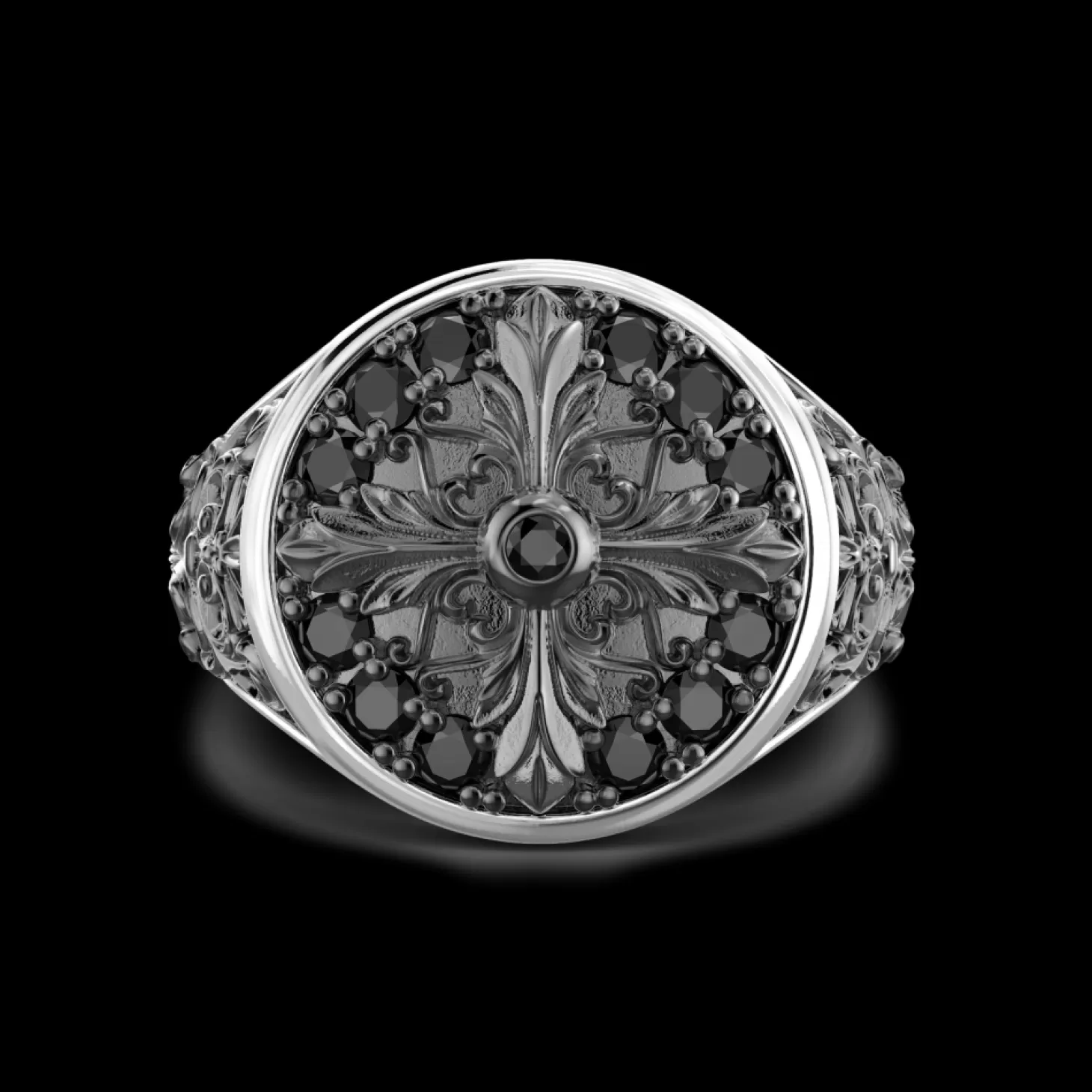 Zancan Gioielli Anello Chevalier Zancan In Argento E Pietre Nere.> Anelli