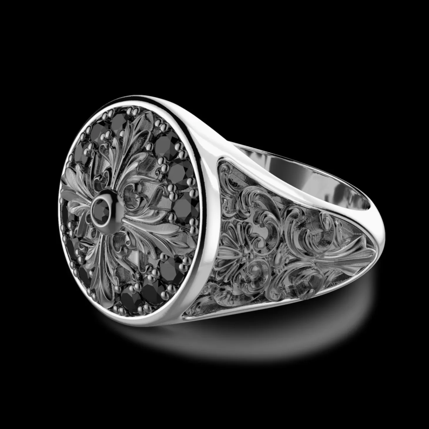 Zancan Gioielli Anello Chevalier Zancan In Argento E Pietre Nere.> Anelli