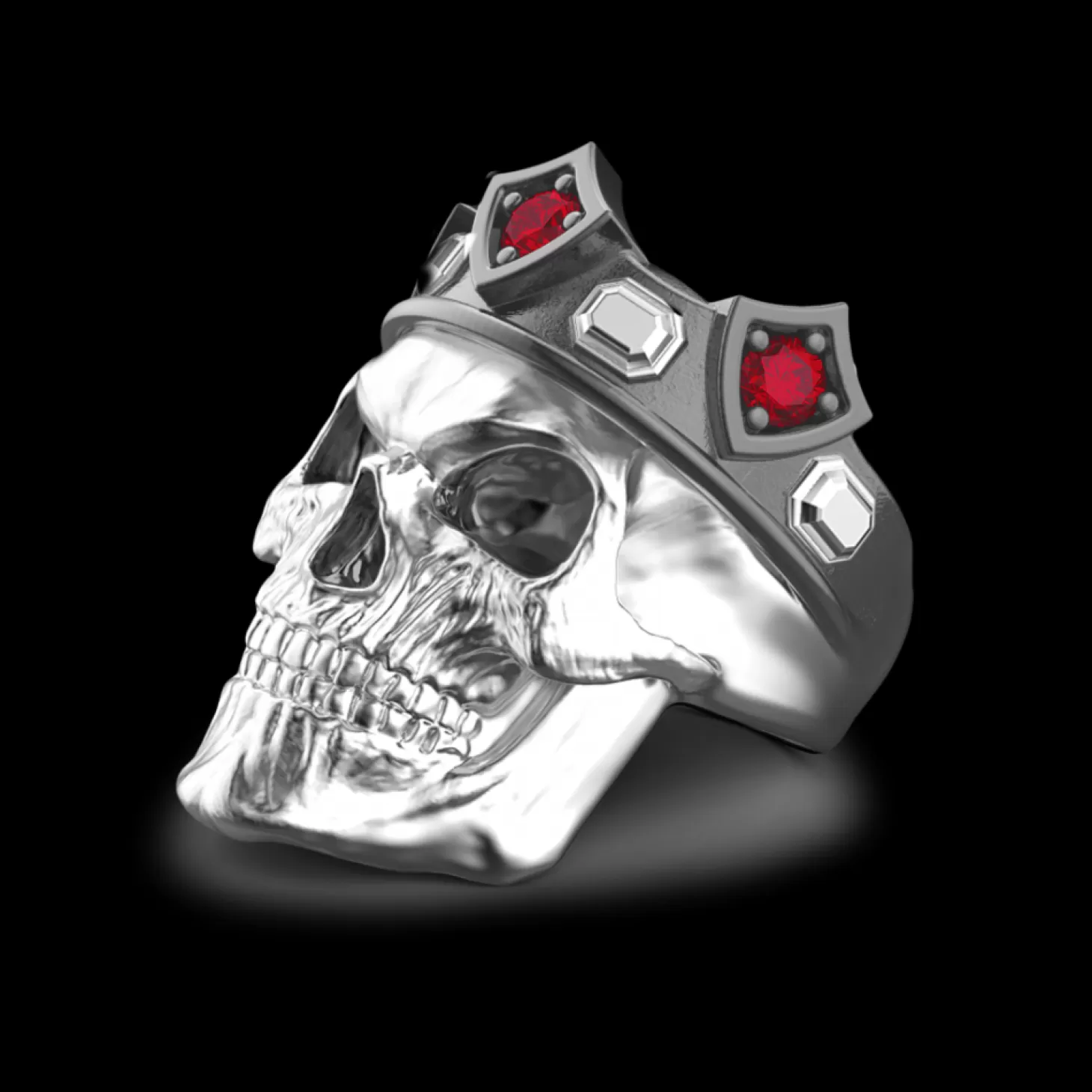 Zancan Gioielli Anello Teschio Re Zancan In Argento Con Pietre Nere.> Anelli