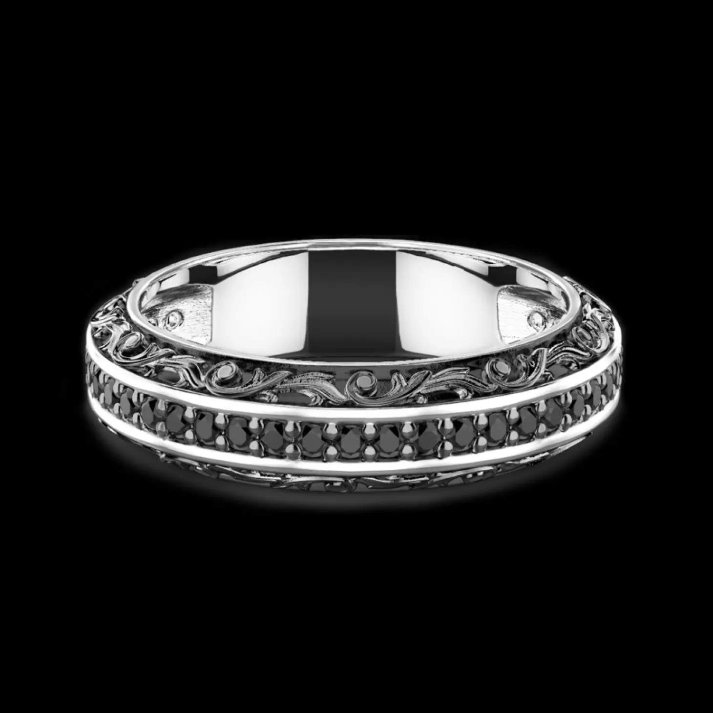 Zancan Gioielli Anello Zancan In Argento A Fede Con Pietre Nere.> Anelli