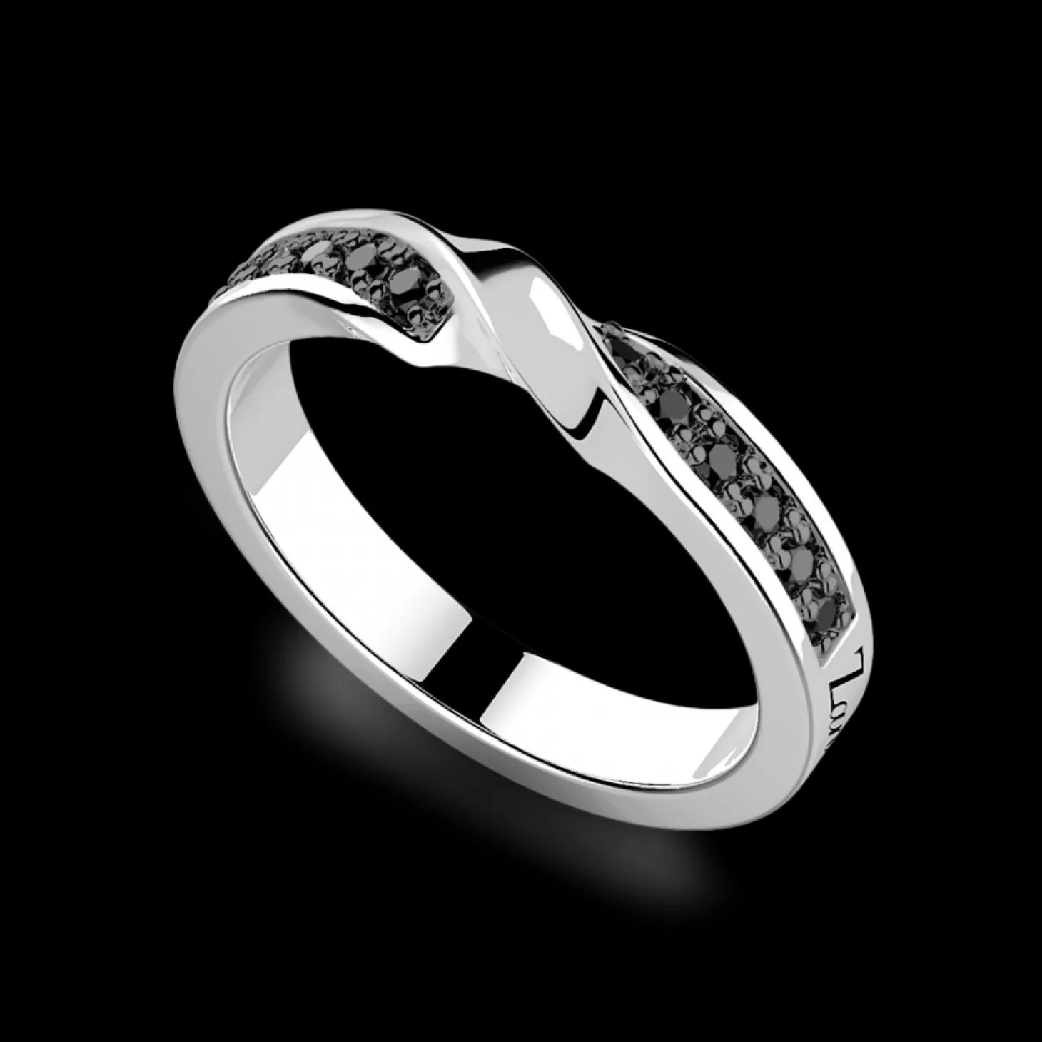 Zancan Gioielli Anello Zancan In Argento A Fede Con Pietre Nere.> Anelli