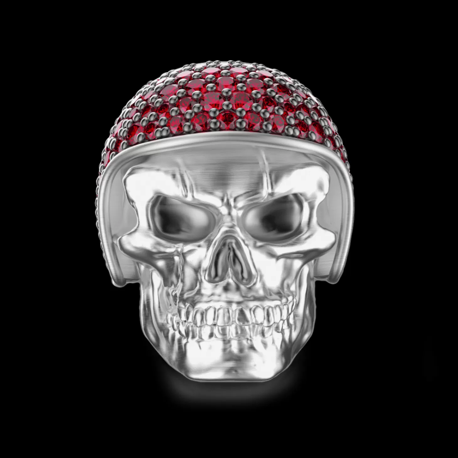 Zancan Gioielli Anello Zancan In Argento A Teschio Con Pietre Rosse.> Anelli