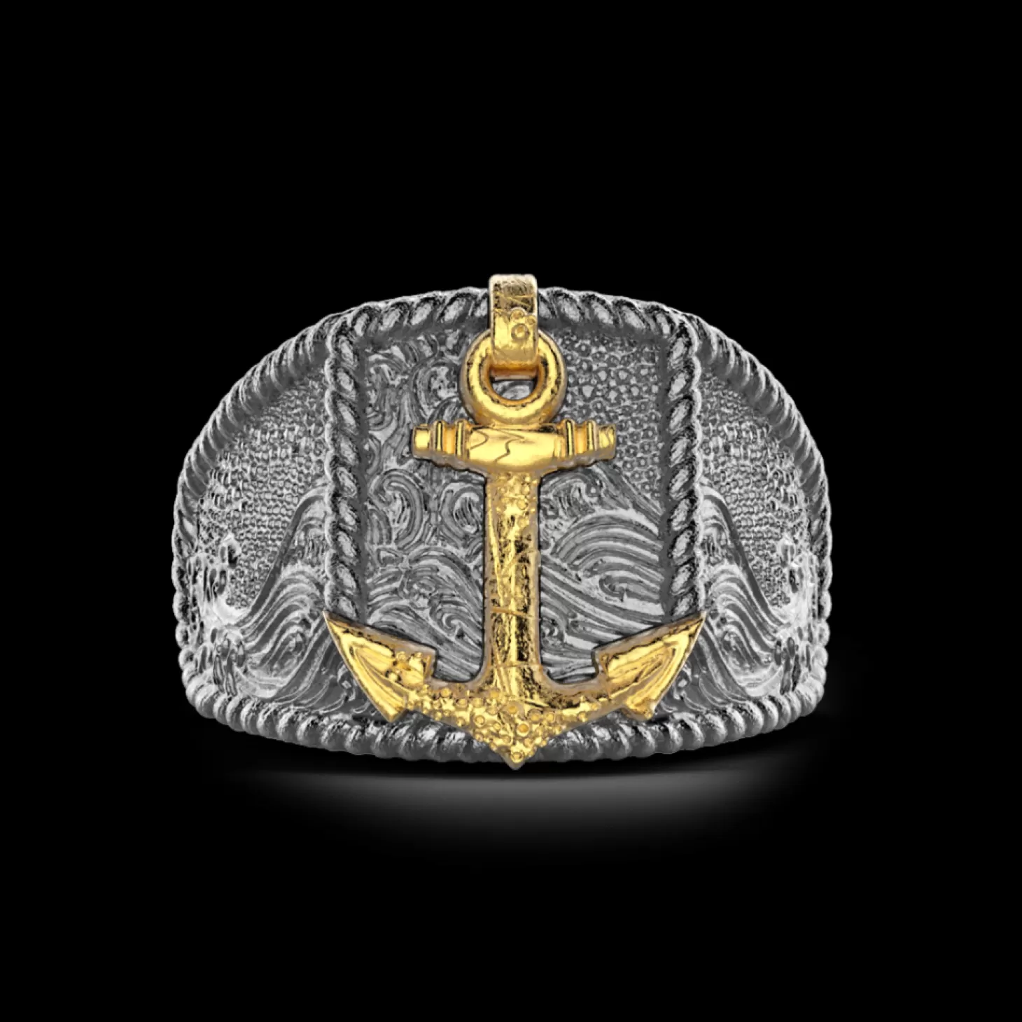 Zancan Gioielli Anello Zancan In Argento Brunito Con Ancora.> Anelli