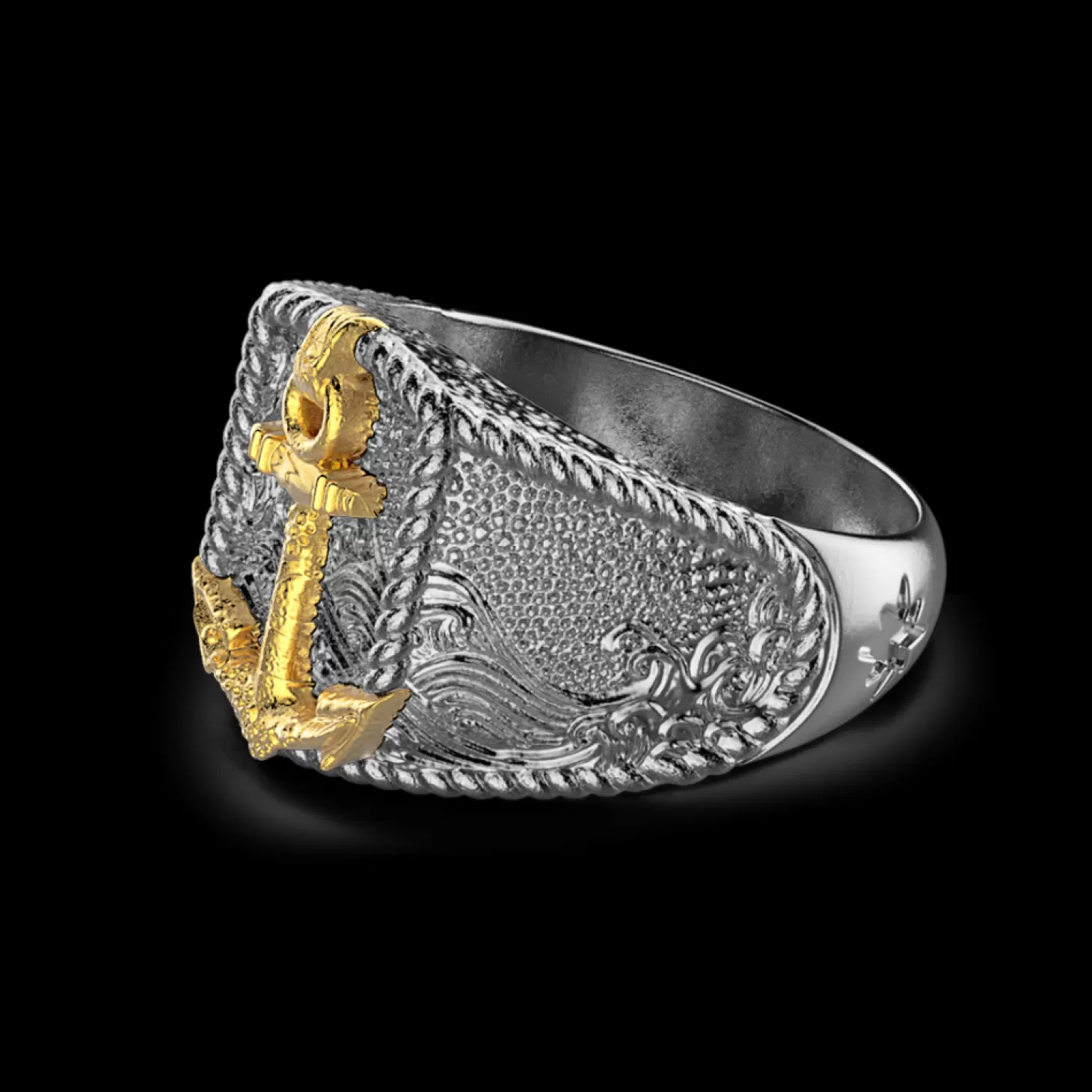Zancan Gioielli Anello Zancan In Argento Brunito Con Ancora.> Anelli