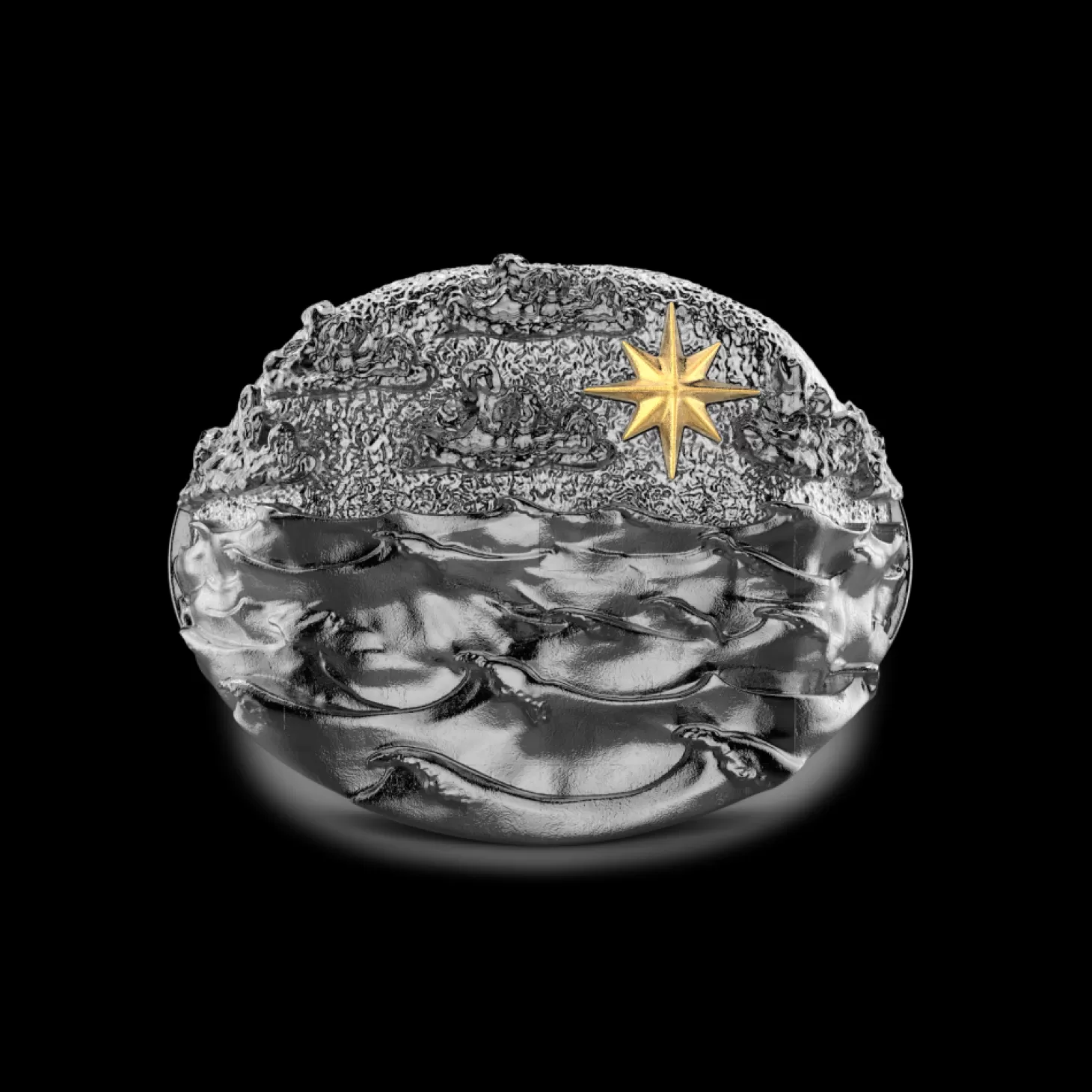 Zancan Gioielli Anello Zancan In Argento Brunito Con Onde Del Mare.> Anelli