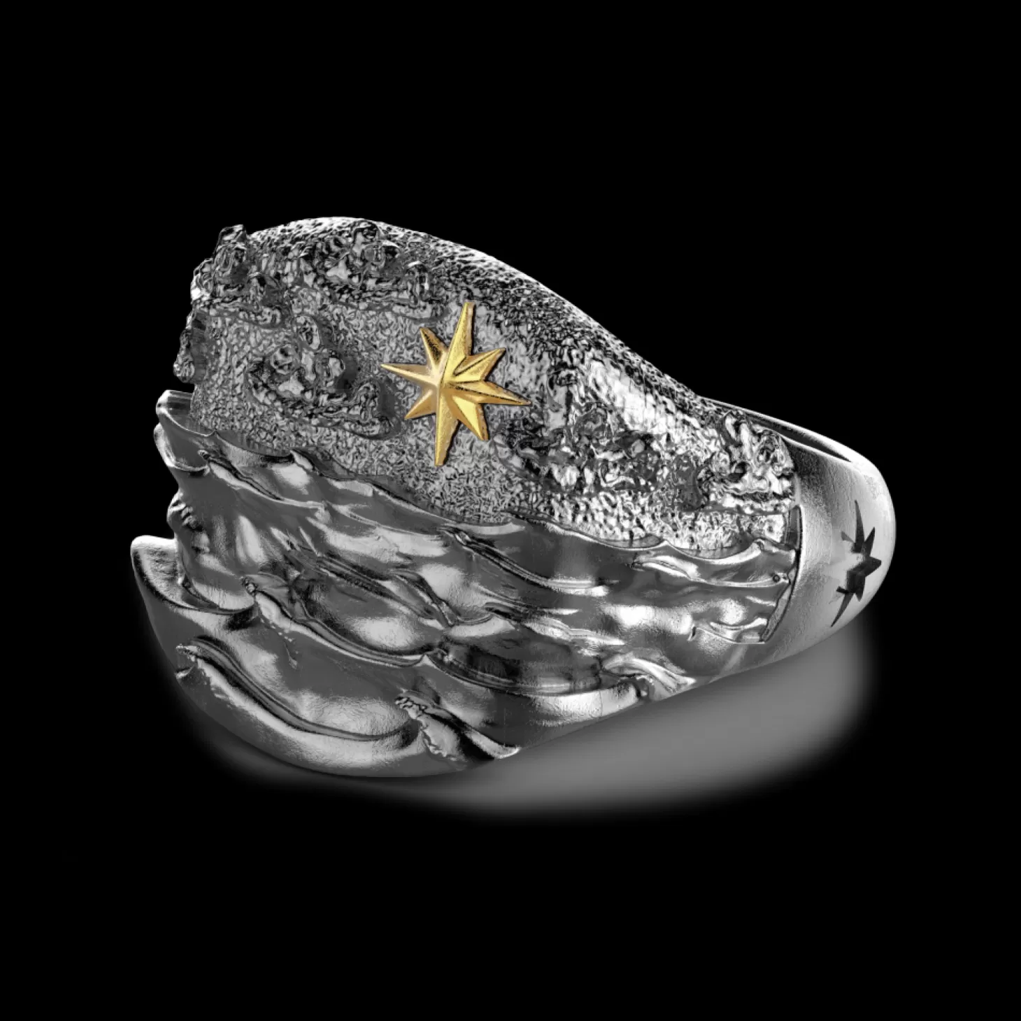 Zancan Gioielli Anello Zancan In Argento Brunito Con Onde Del Mare.> Anelli