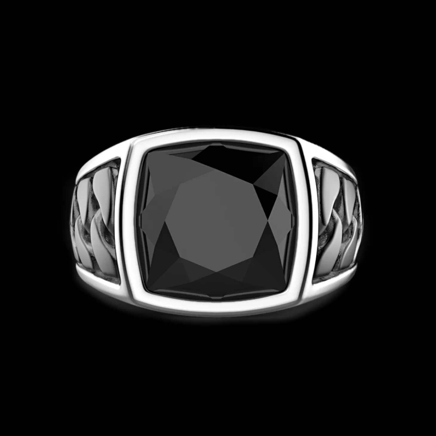 Zancan Gioielli Anello Zancan In Argento Con Pietra Nera.> Anelli