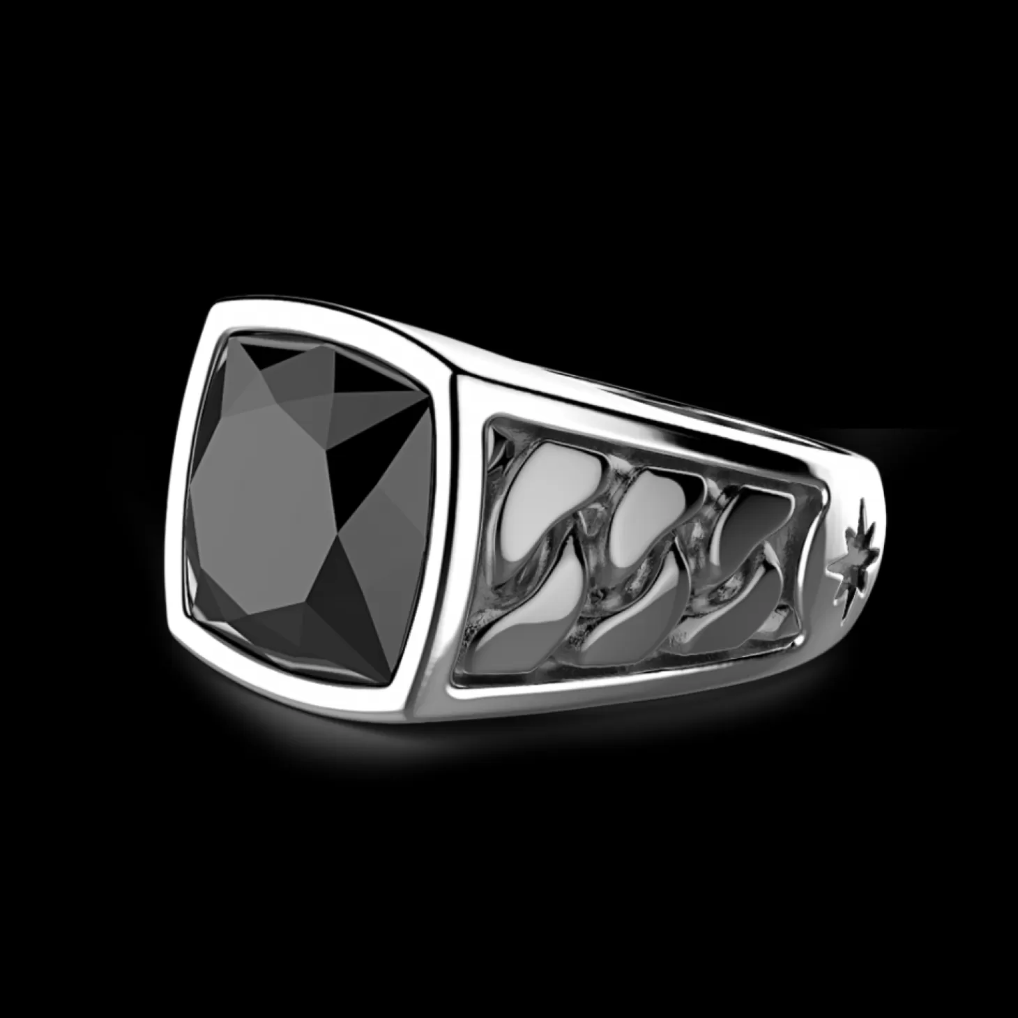 Zancan Gioielli Anello Zancan In Argento Con Pietra Nera.> Anelli