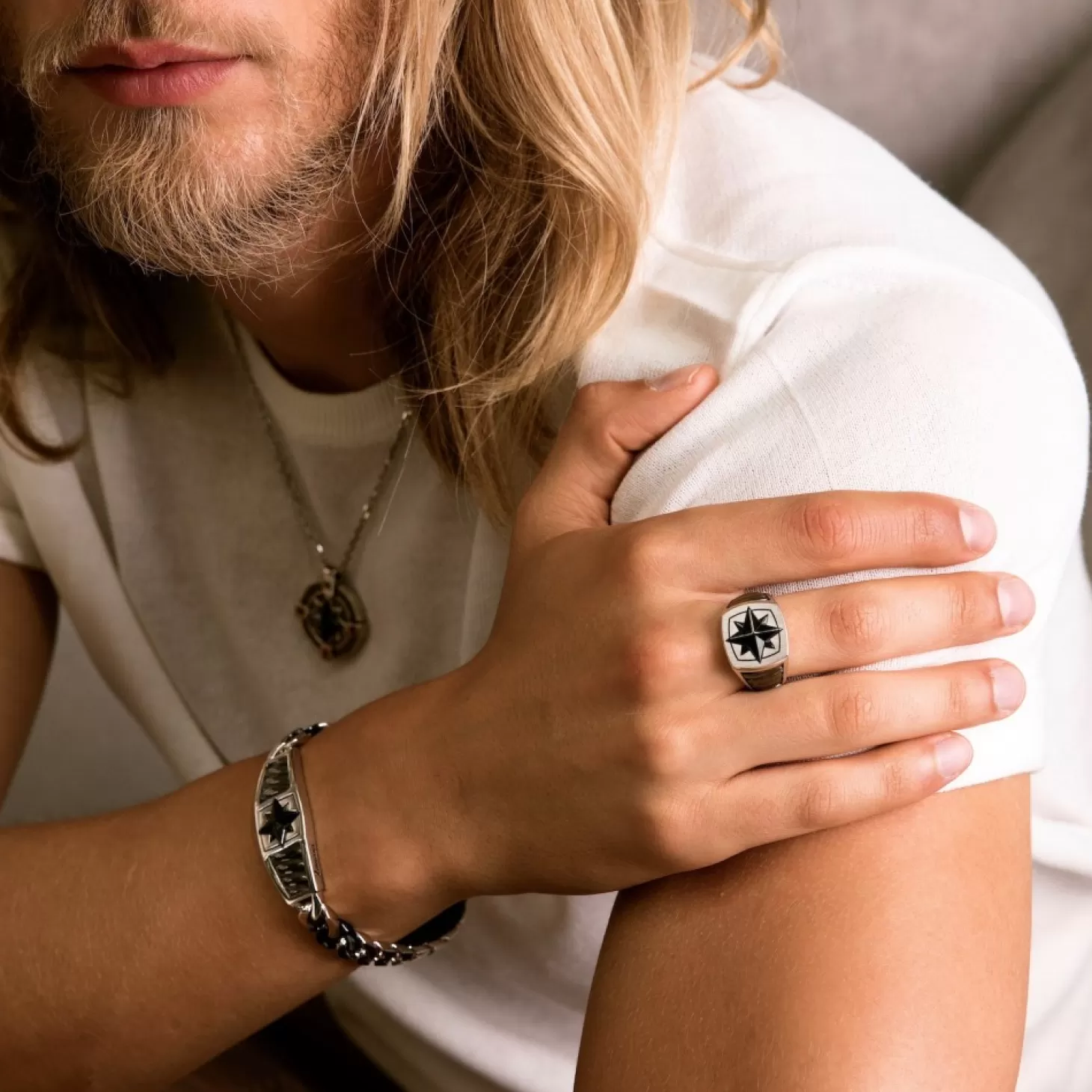 Zancan Gioielli Anello Zancan In Argento Con Rosa Dei Venti In Ceramica.> Anelli