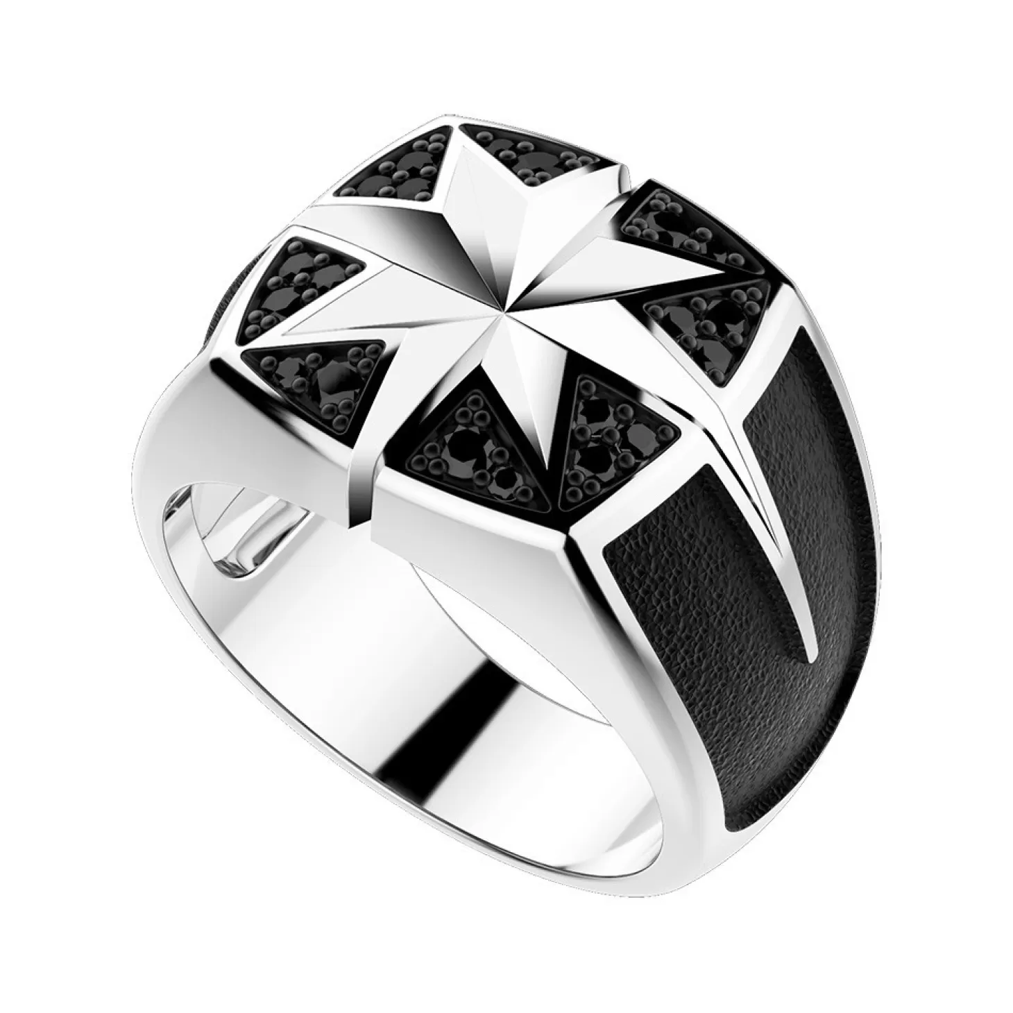 Zancan Gioielli Anello Zancan In Argento Con Rosa Dei Venti Incisa E Pietre Nere.> Anelli