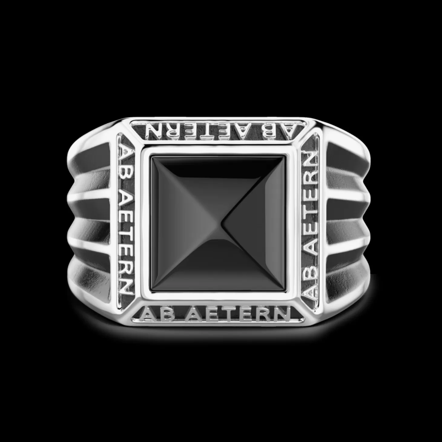 Zancan Gioielli Anello Zancan In Argento Con Scritta In Latino E Pietra Onice.> Anelli
