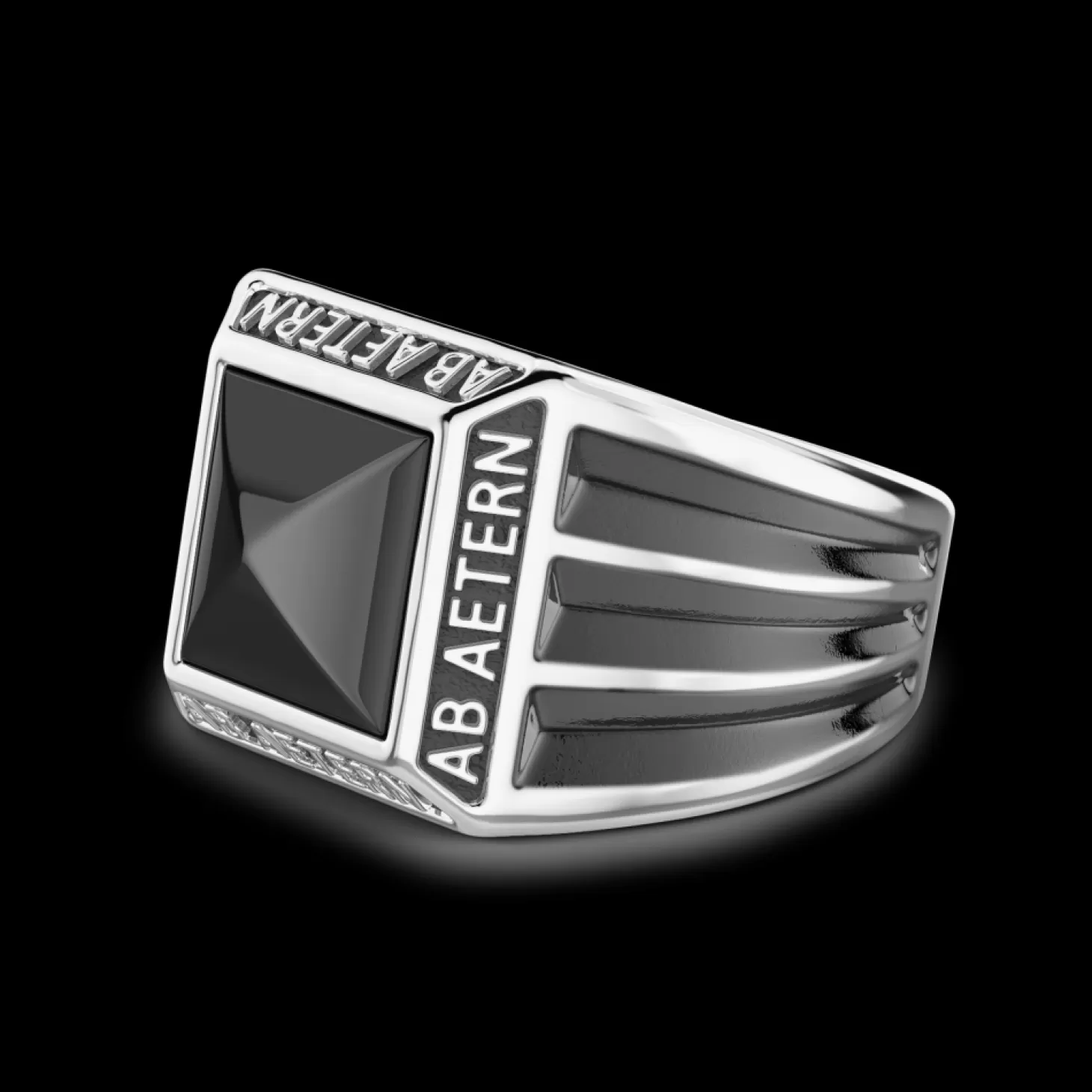 Zancan Gioielli Anello Zancan In Argento Con Scritta In Latino E Pietra Onice.> Anelli