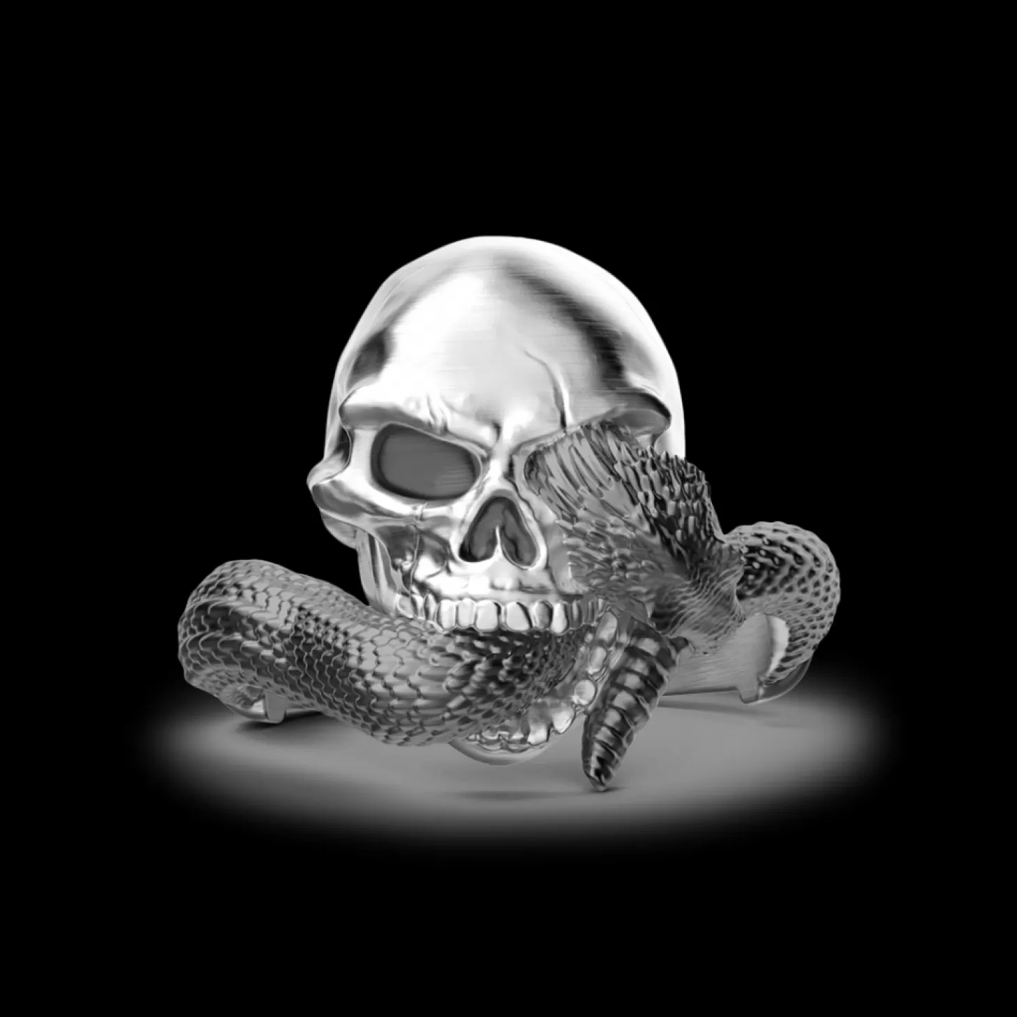 Zancan Gioielli Anello Zancan In Argento Con Teschio E Serpente.> Anelli