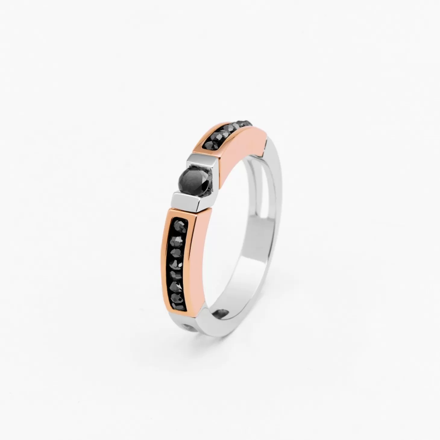 Zancan Gioielli Anello Zancan In Oro Bianco E Rosa Con Diamanti.> Anelli