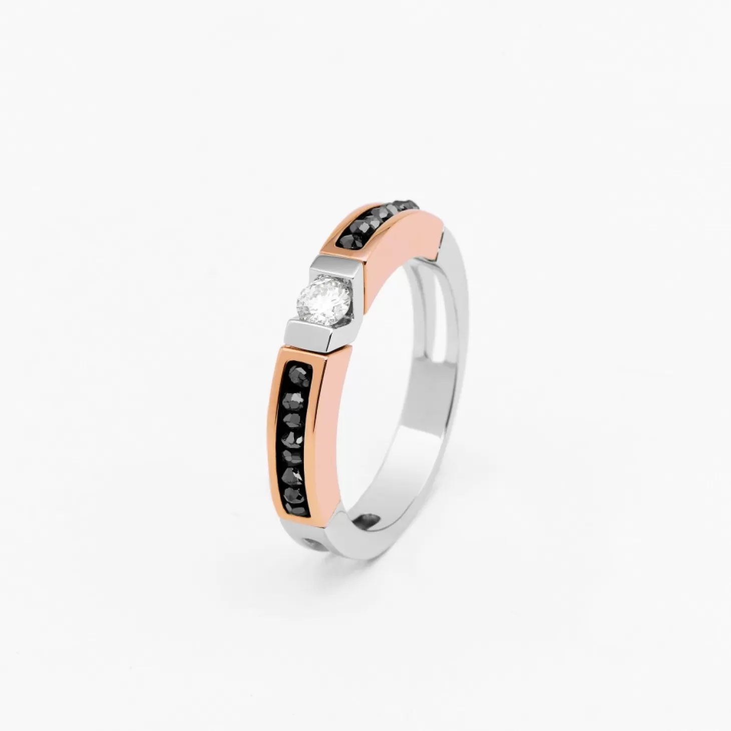Zancan Gioielli Anello Zancan In Oro Bianco E Rosa Con Diamanti.> Anelli