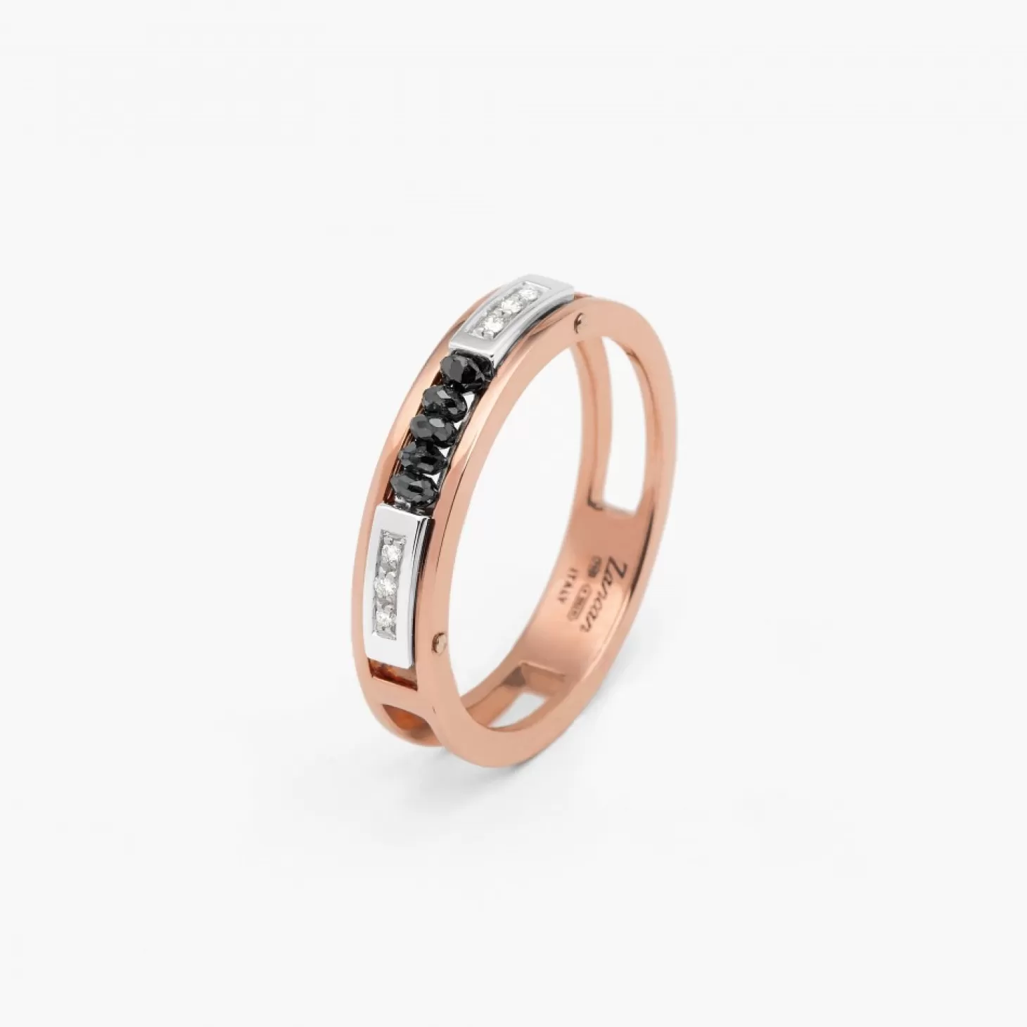 Zancan Gioielli Anello Zancan In Oro Bianco E Rosa Con Diamanti.> Anelli