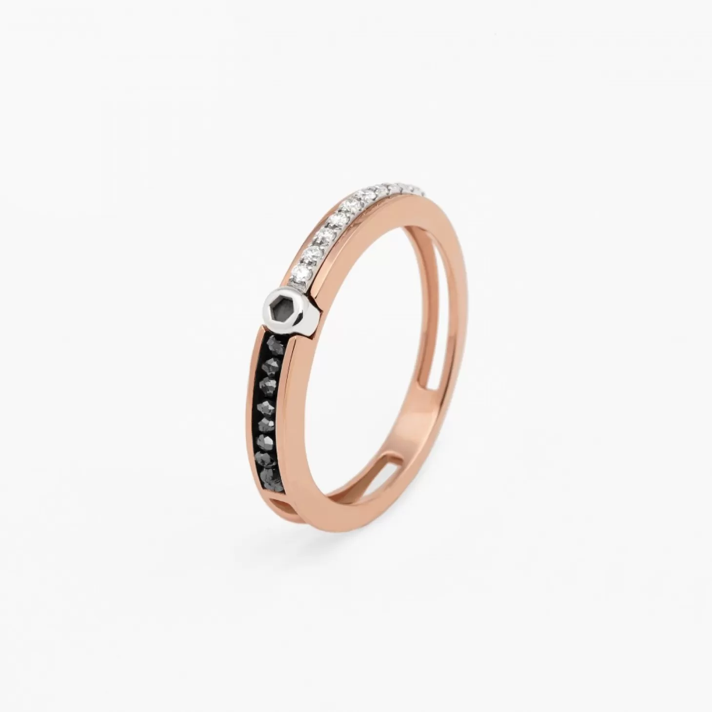 Zancan Gioielli Anello Zancan In Oro Rosa E Bianco Con Diamanti.> Anelli
