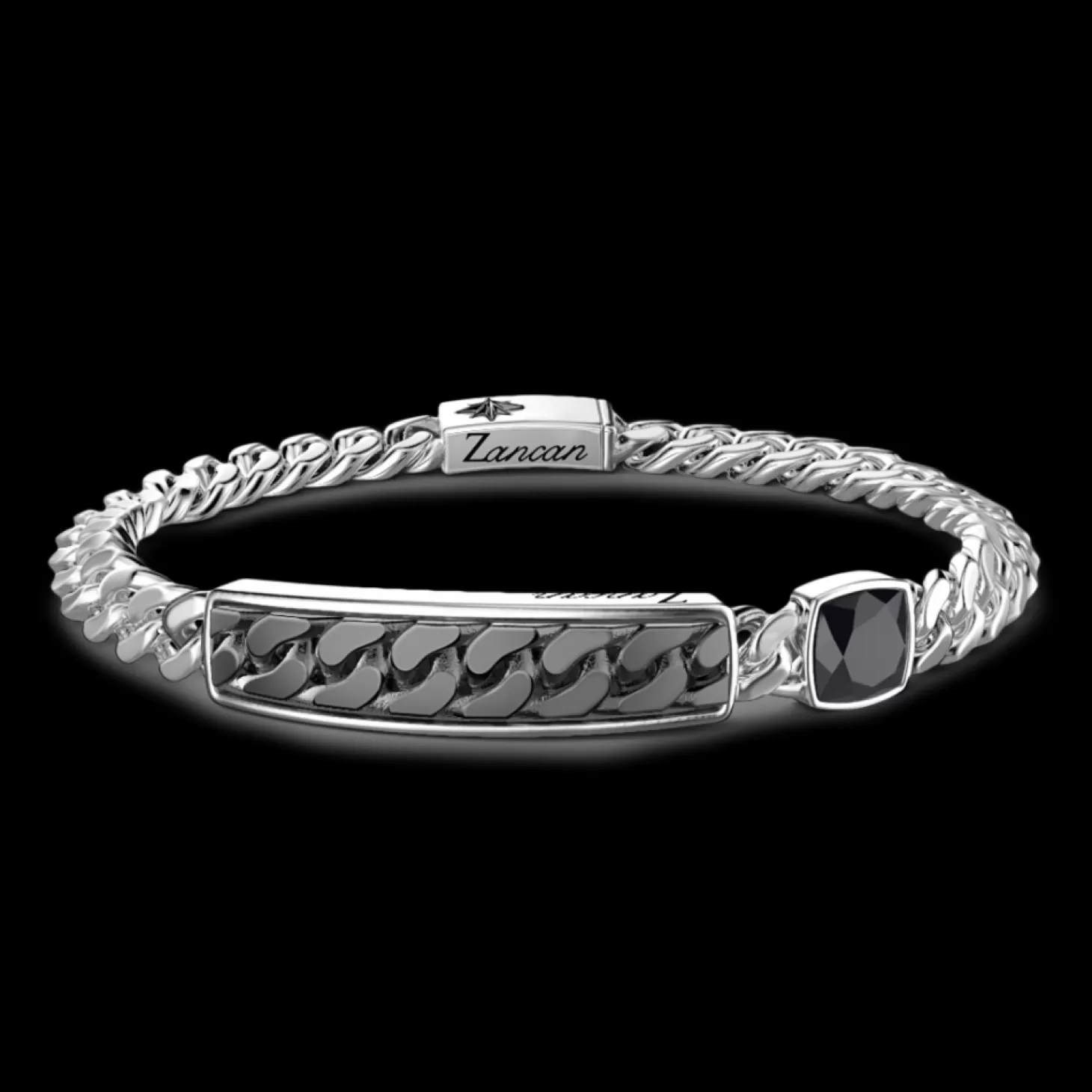 Zancan Gioielli Bracciale A Grumetta Zancan Con Targa E Pietra Nera.> Bracciali