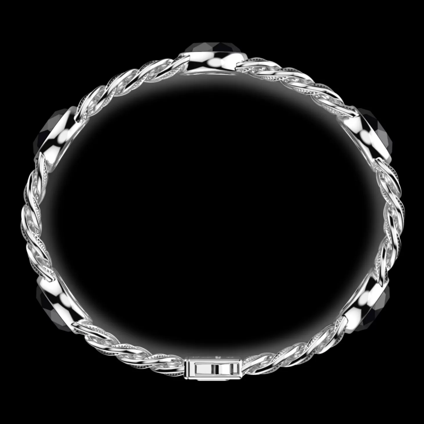 Zancan Gioielli Bracciale A Grumetta Zancan In Argento Con Finitura Striata In Nero E Pietre Onice.> Bracciali