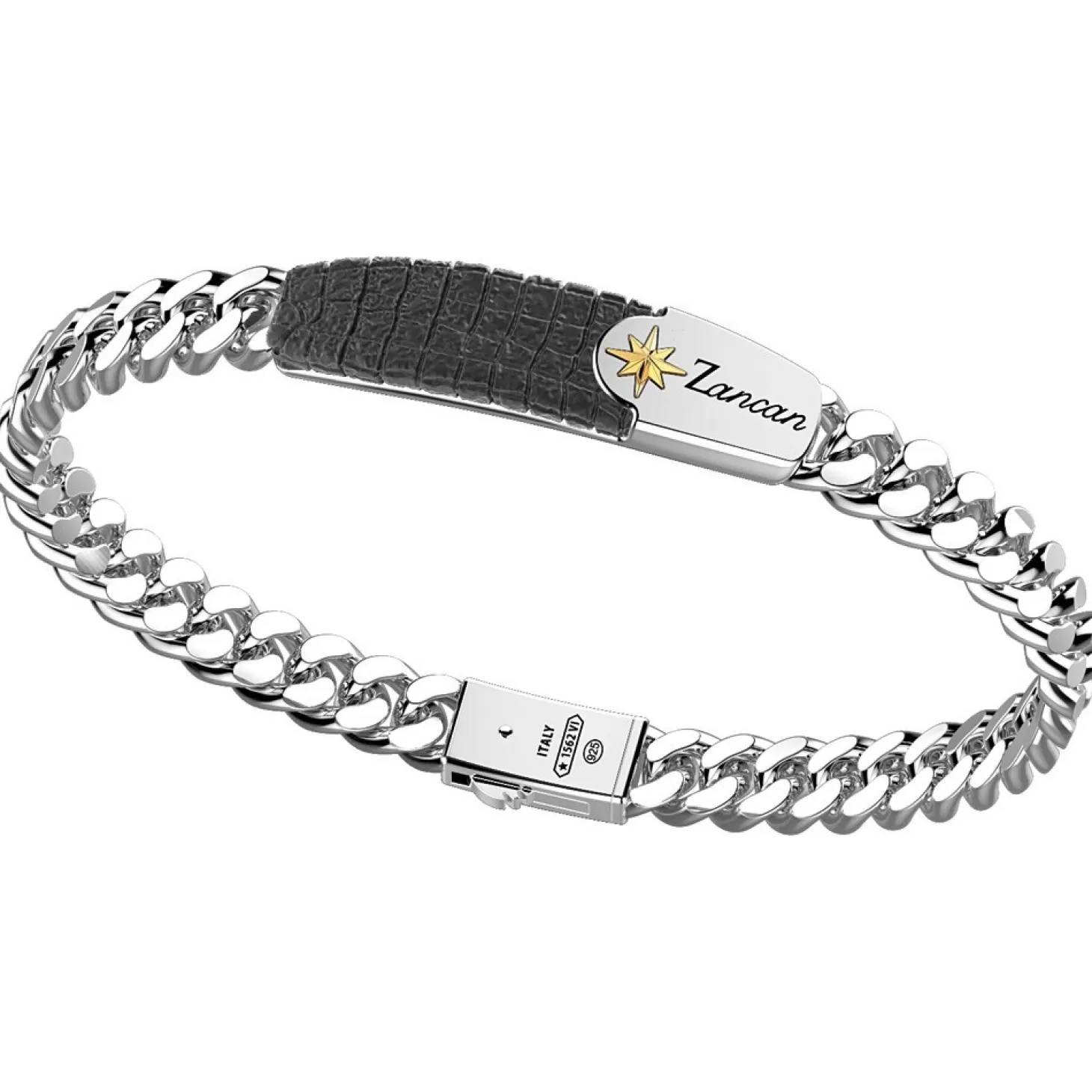 Zancan Gioielli Bracciale A Grumetta Zancan In Argento Con Targa Ad Effetto Pelle.> Bracciali