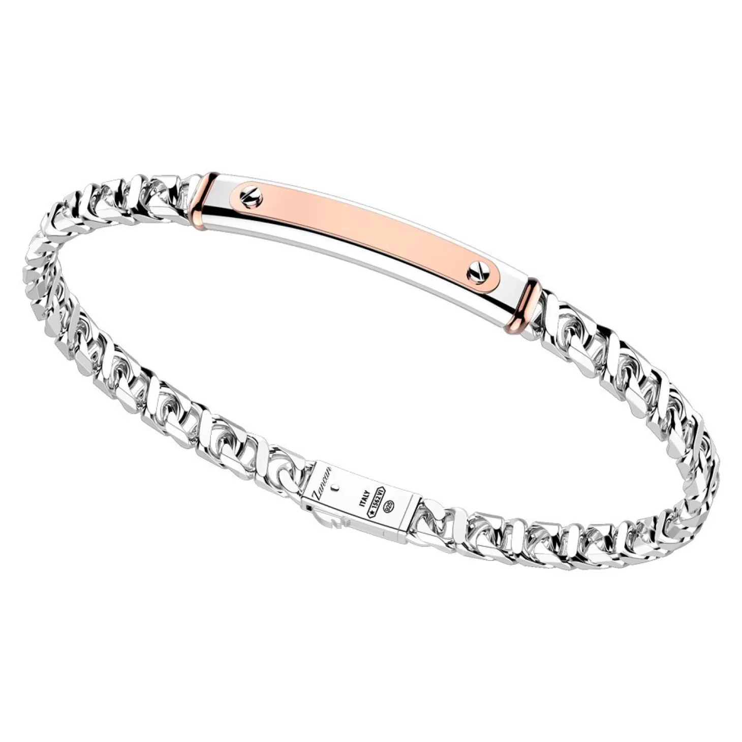 Zancan Gioielli Bracciale A Grumetta Zancan In Argento Con Targa Ed Inserti In Oro Rosa.> Bracciali