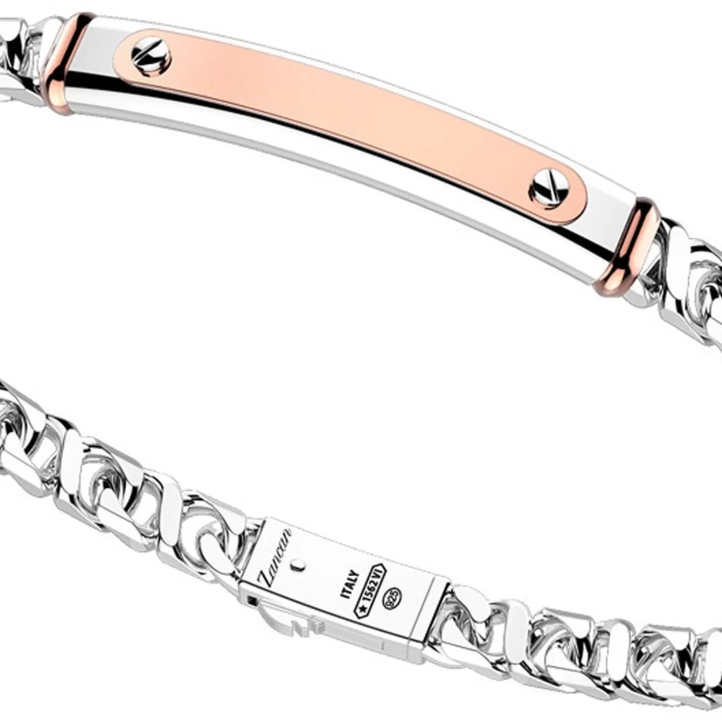 Zancan Gioielli Bracciale A Grumetta Zancan In Argento Con Targa Ed Inserti In Oro Rosa.> Bracciali