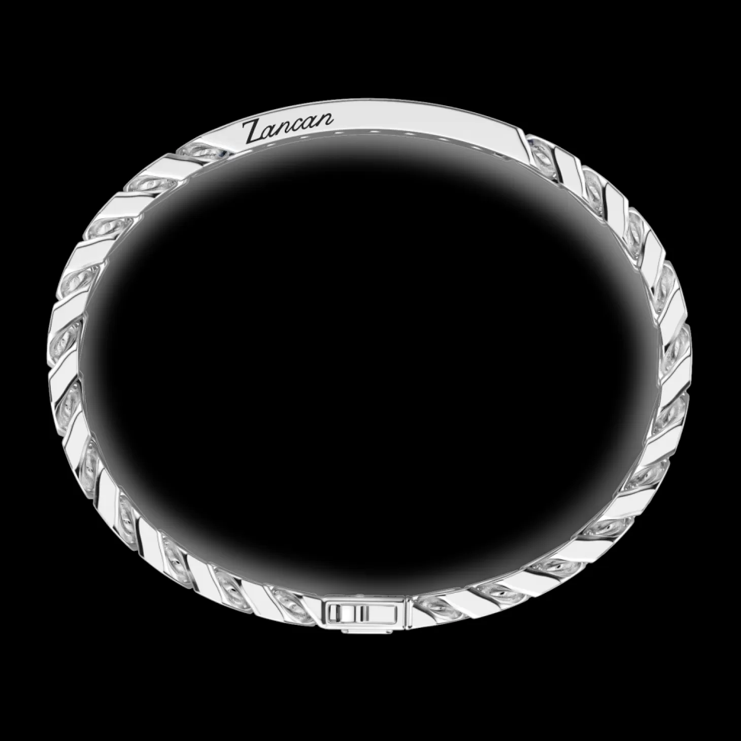 Zancan Gioielli Bracciale A Grumette Zanca In Argento Con Targa E Pietre Nere.> Bracciali