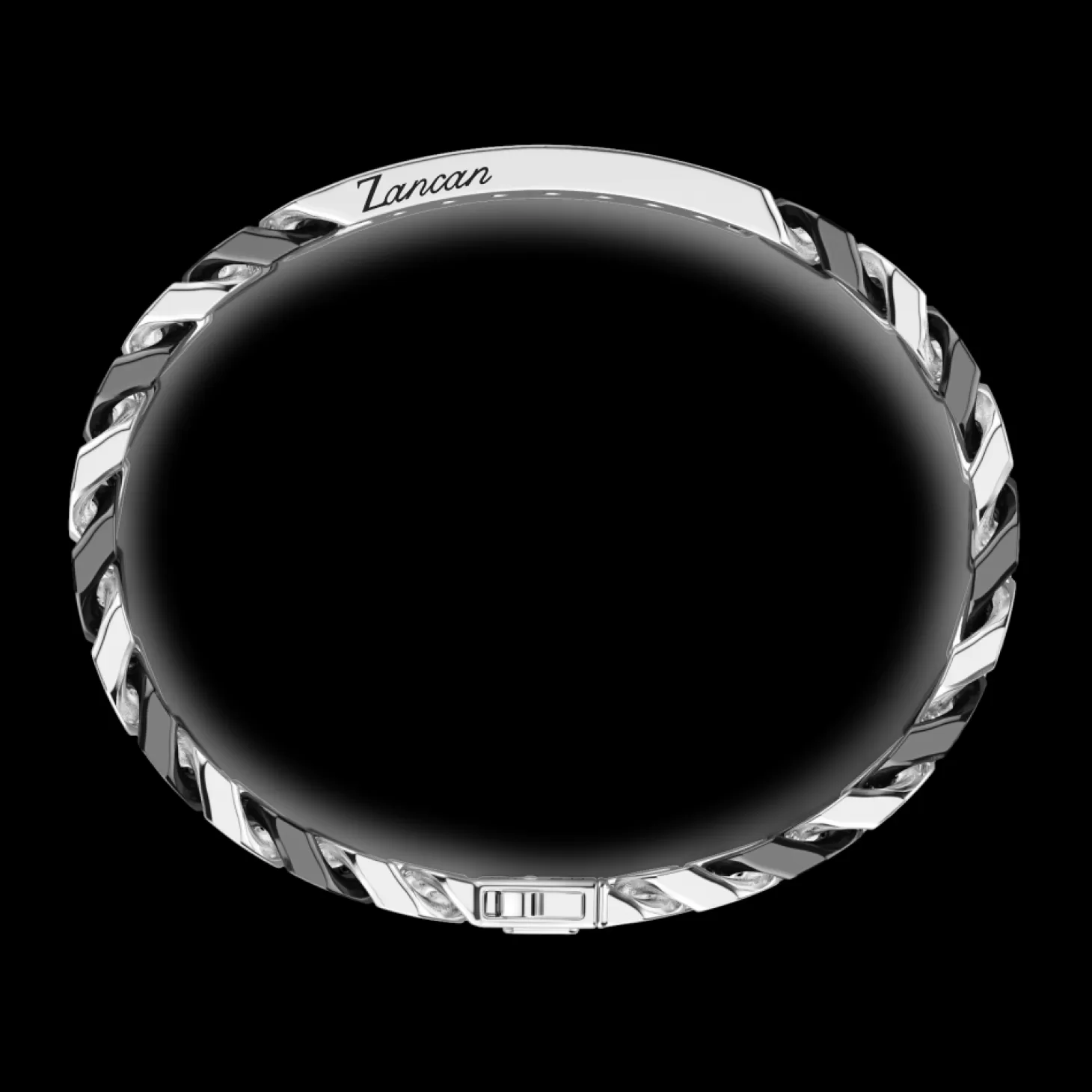 Zancan Gioielli Bracciale A Grumette Zanca In Argento E Ceramica Con Targa E Pietre Nere.> Bracciali