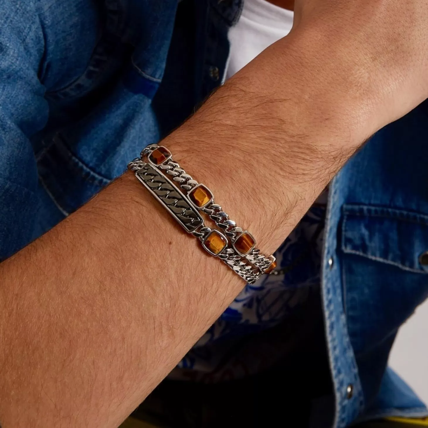 Zancan Gioielli Bracciale A Grumette Zancan In Argento Con Pietre Occhio Di Tigre.> Bracciali
