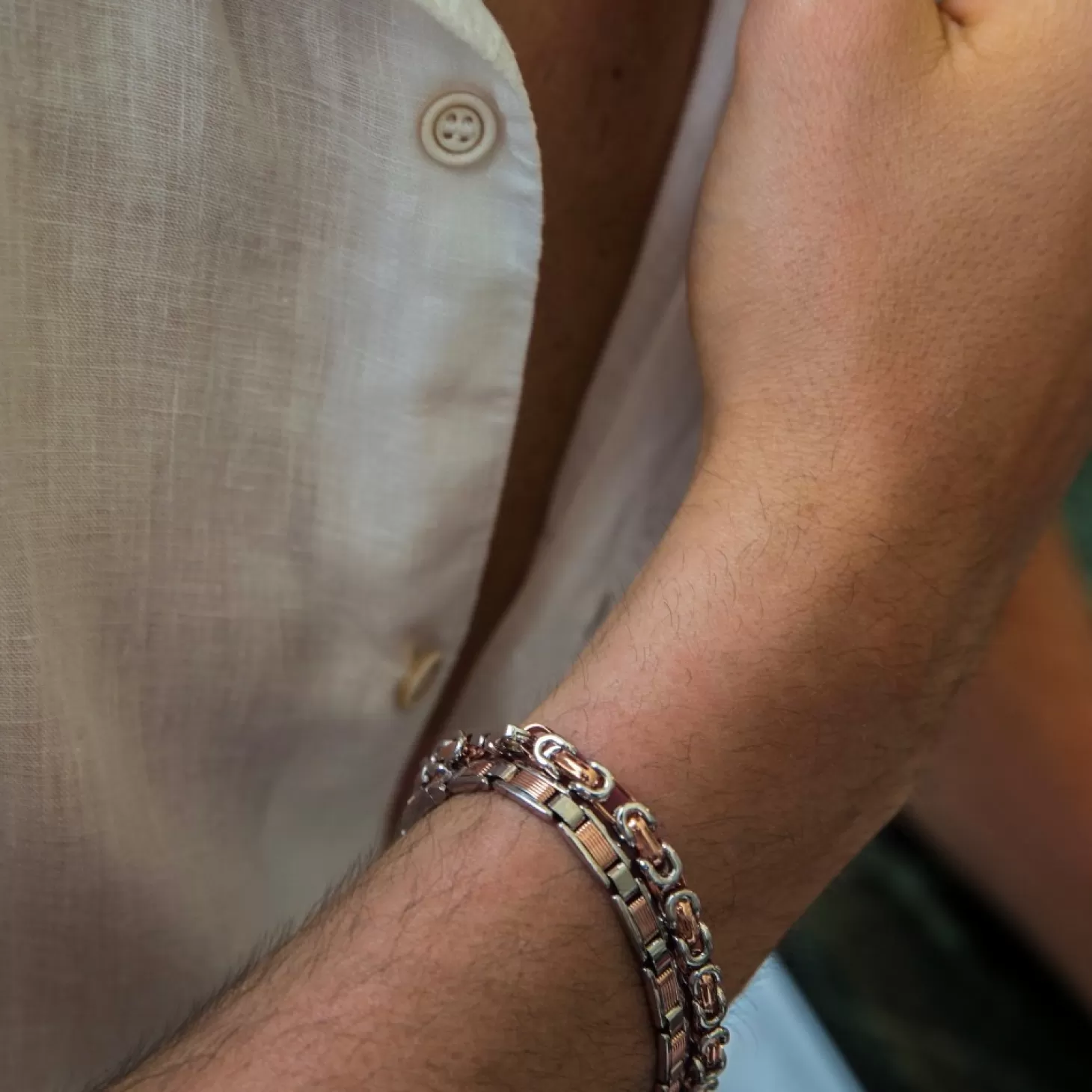 Zancan Gioielli Bracciale Da Uomo Zancan Catena In Argento E Oro 18K.> Bracciali