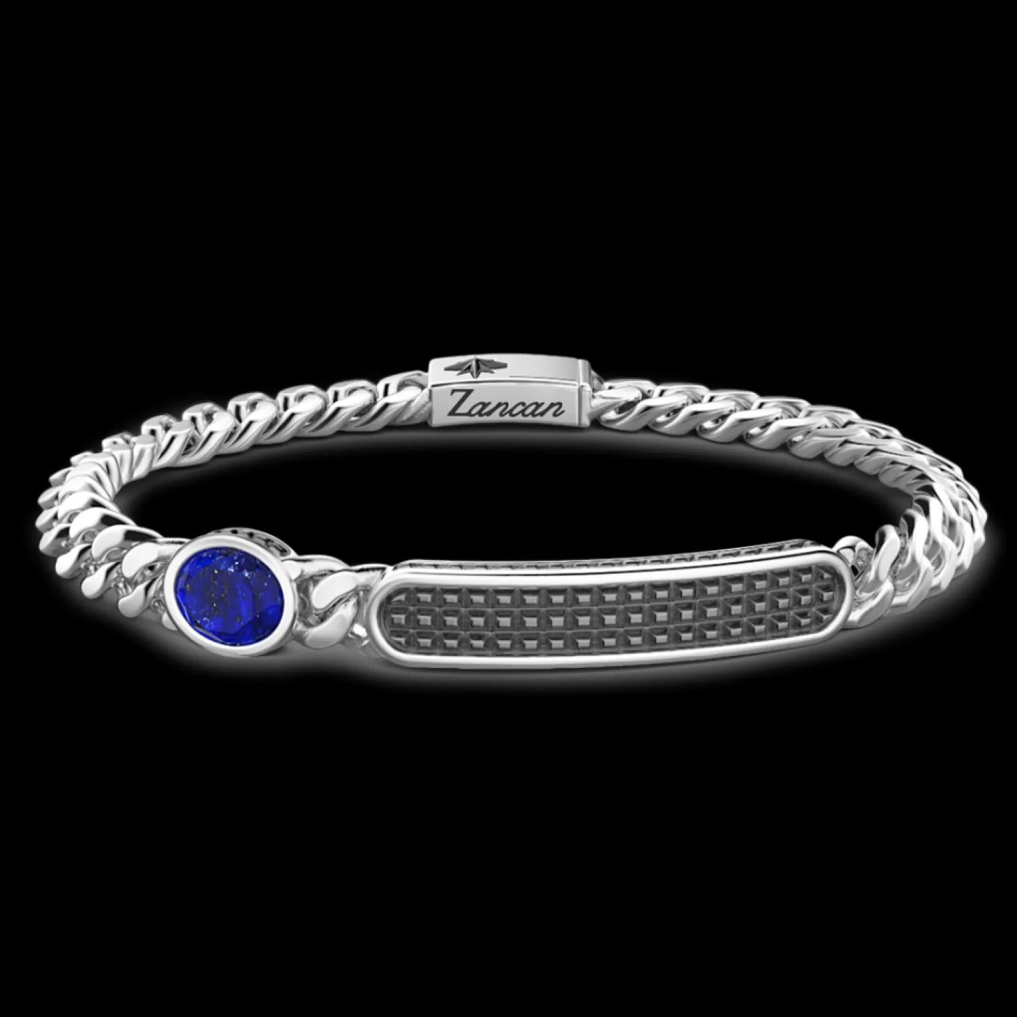 Zancan Gioielli Bracciale Grumette Zancan In Argento Con Targa E Pietra Blu.> Bracciali