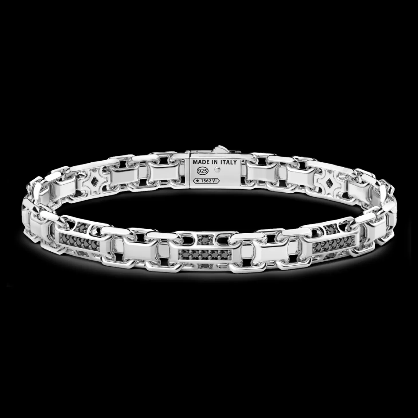 Zancan Gioielli Bracciale Solo Maglia Zancan In Argento Con Pietre Nere.> Bracciali