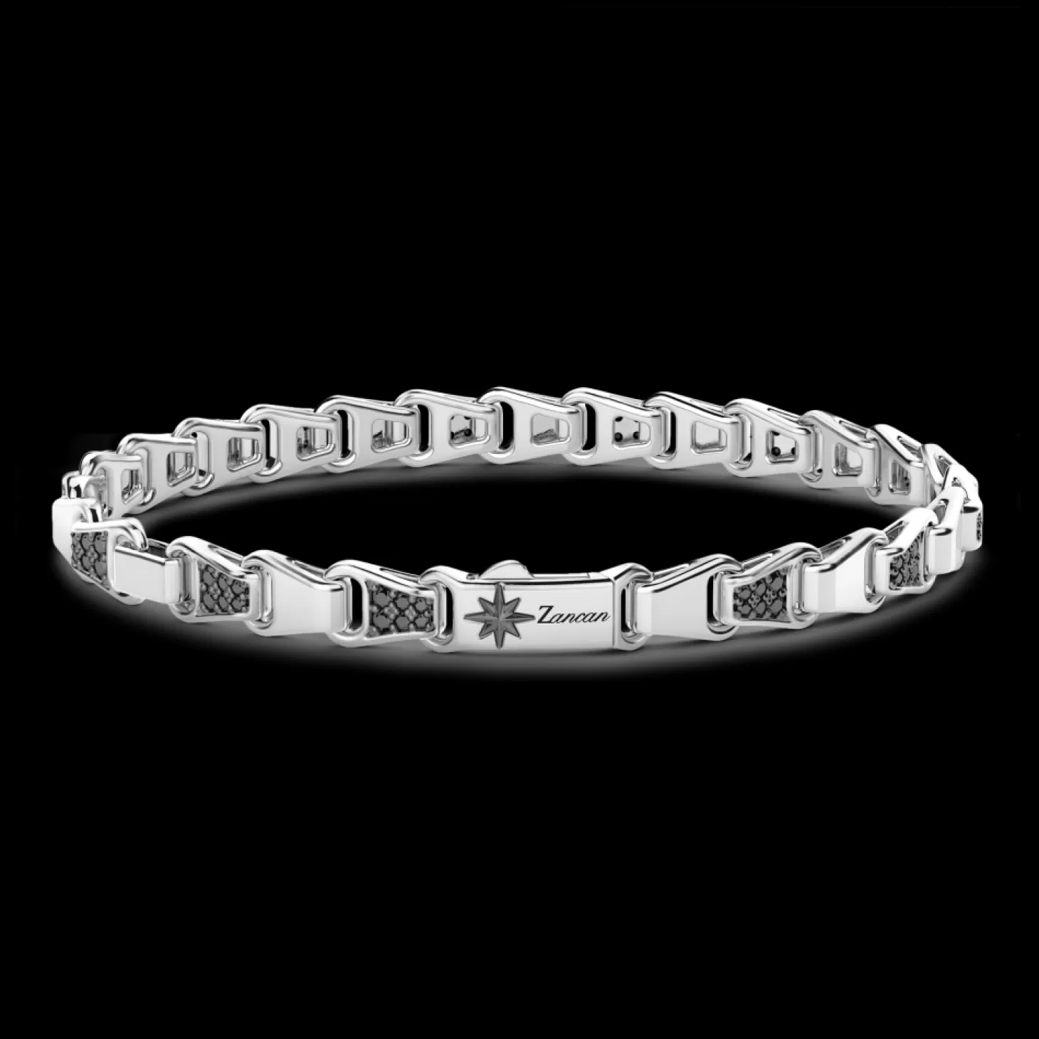 Zancan Gioielli Bracciale Solo Maglia Zancan In Argento Con Pietre Nere.> Bracciali