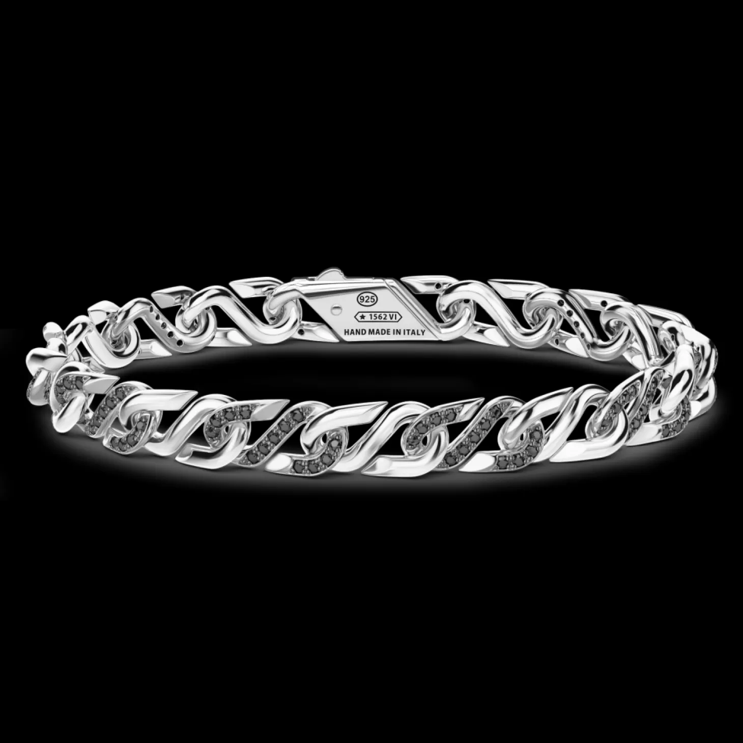 Zancan Gioielli Bracciale Solo Maglia Zancan In Argento Con Pietre Nere.> Bracciali