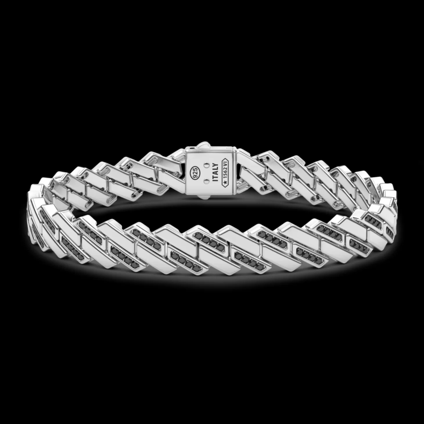 Zancan Gioielli Bracciale Solo Maglia Zancan In Argento Con Pietre Nere.> Bracciali
