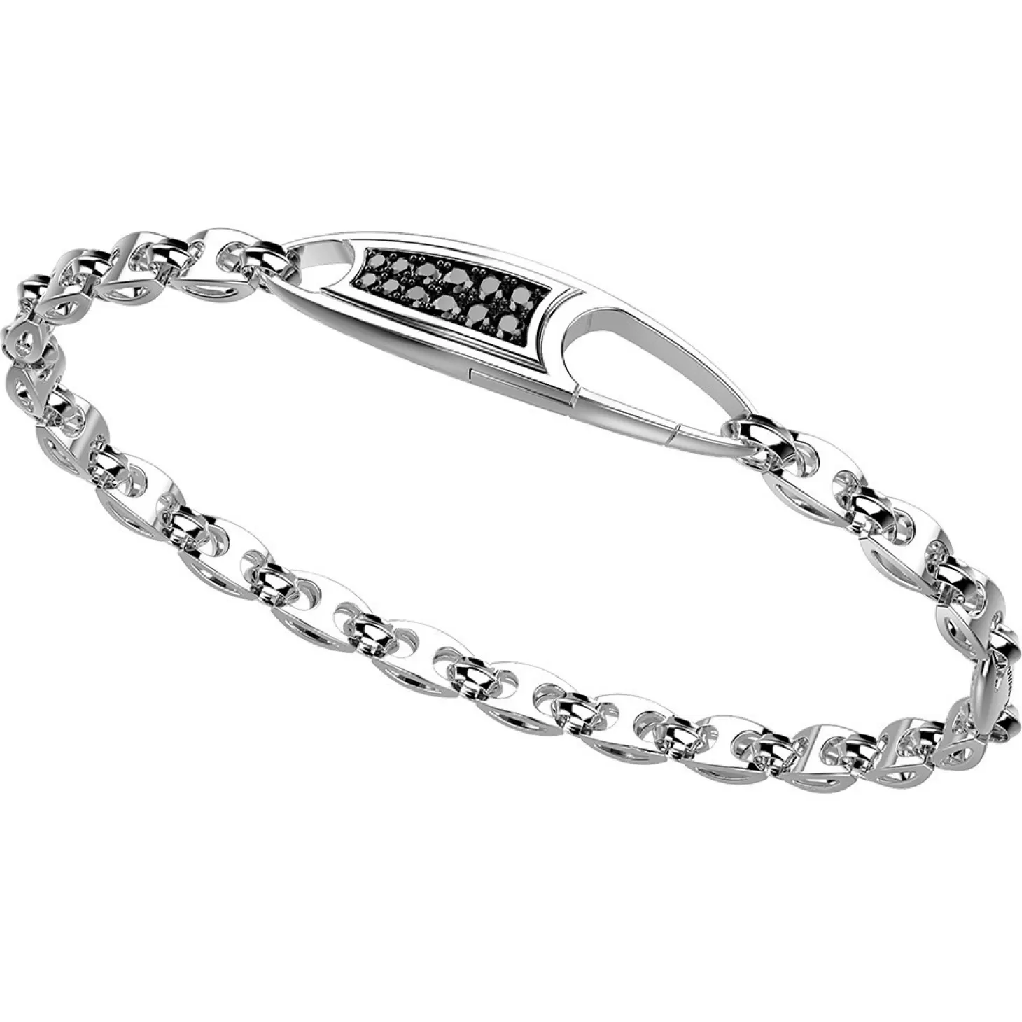 Zancan Gioielli Bracciale Solo Maglia Zancan In Argento Con Pietre Nere.> Bracciali